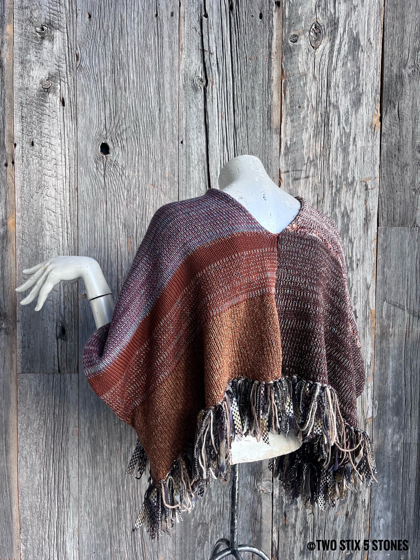 Crop Poncho w/Sleeves & Fringe