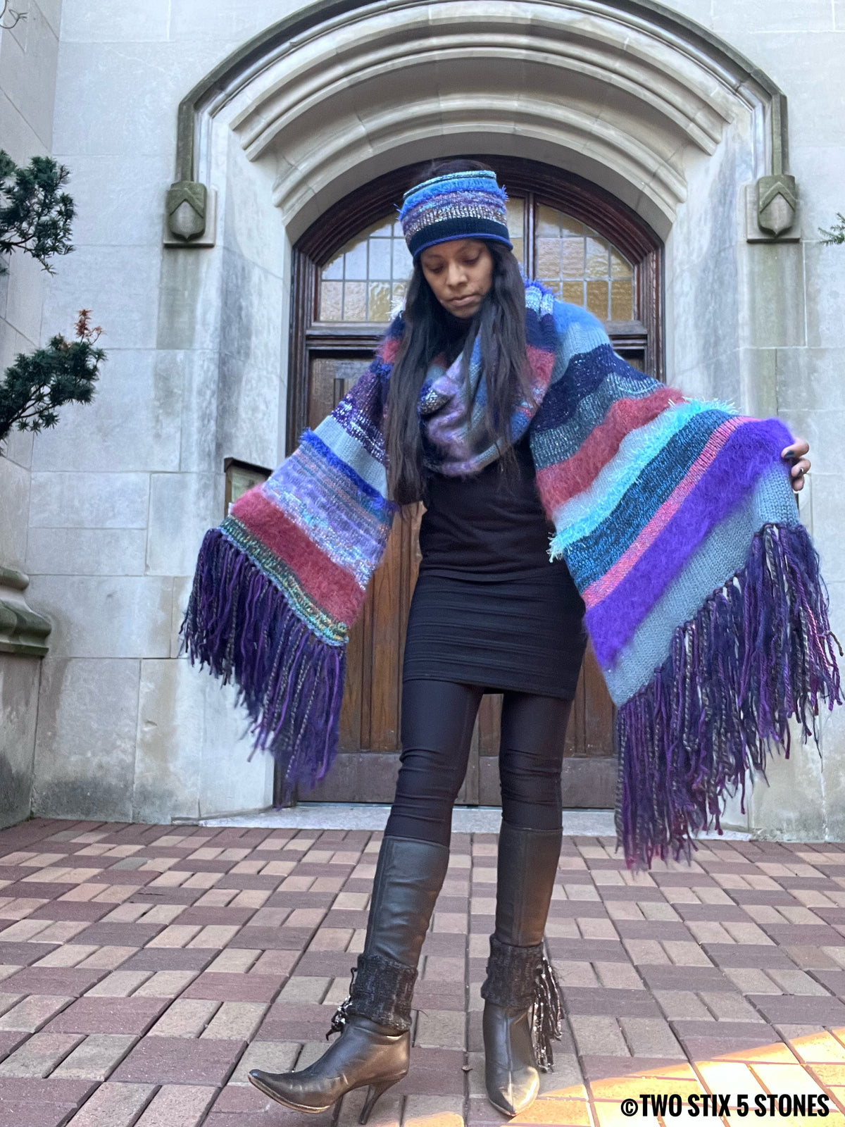 Reimagined Exquisite Flowing *Lenny* Colorful Scarf w/Fringe