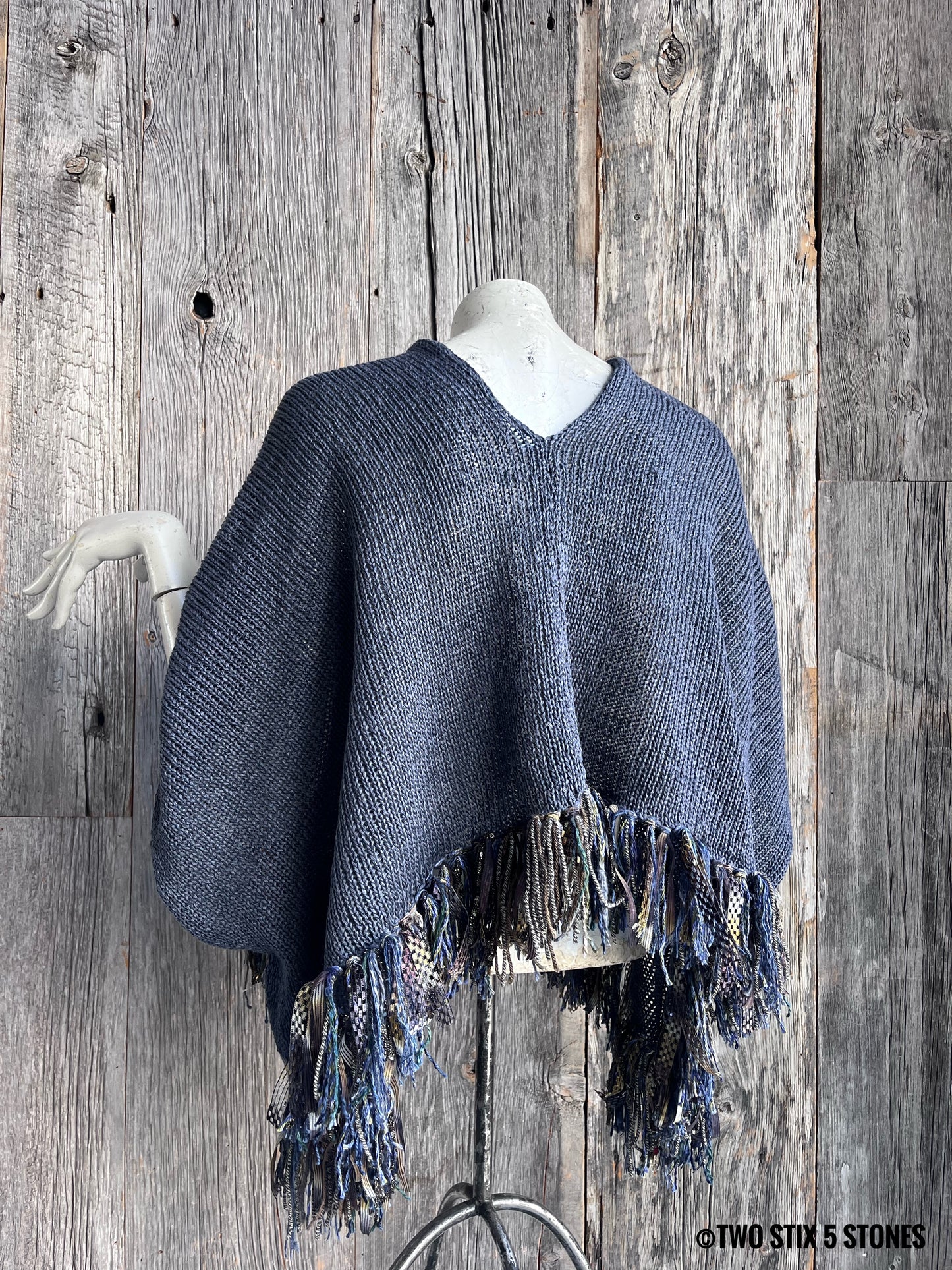 Crop Poncho w/Sleeves & Fringe