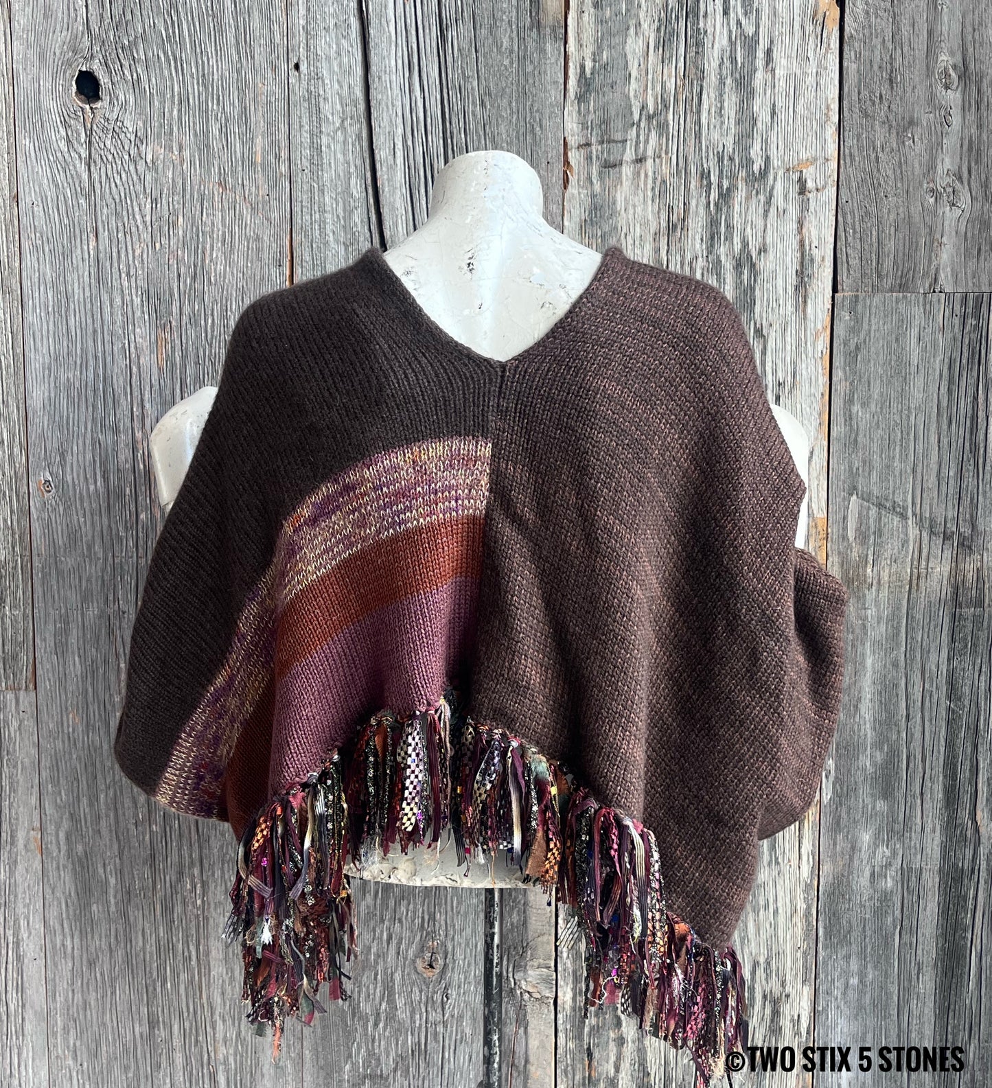 Crop Poncho w/Sleeves & Fringe