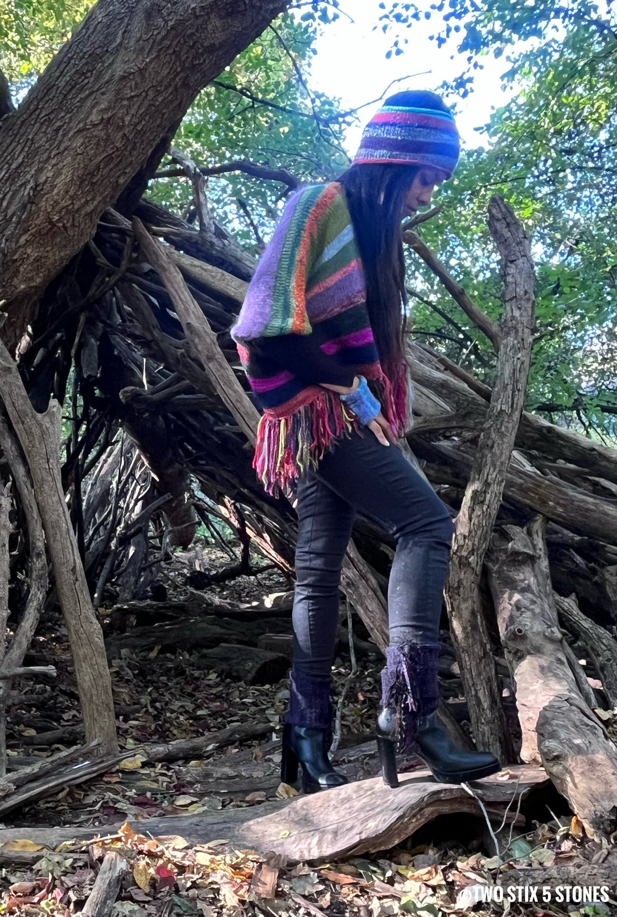 Luxe Poncho w/Sleeves & Fringe