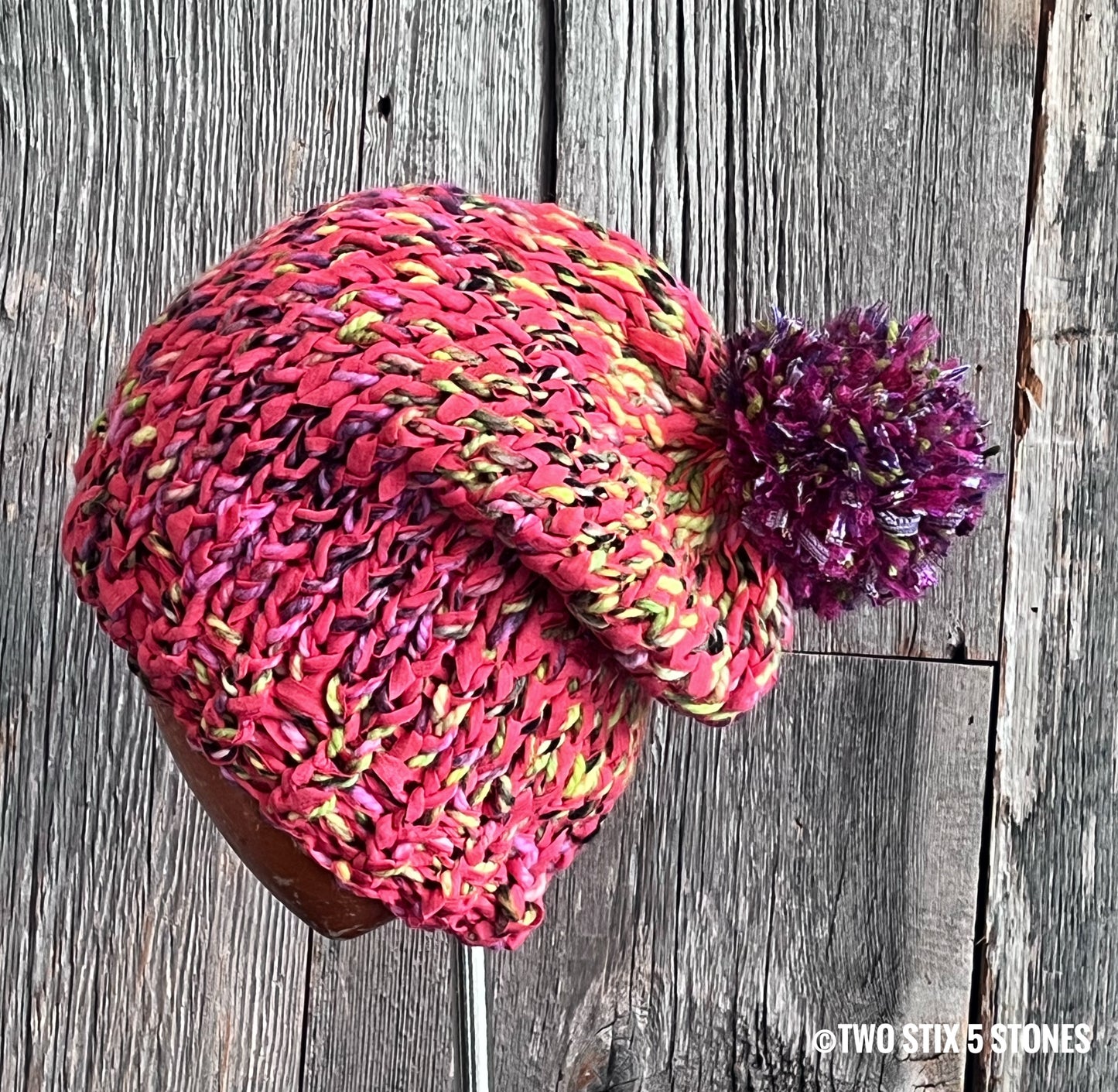 Luxe Handknit Beanie w/Funky Pom Pom