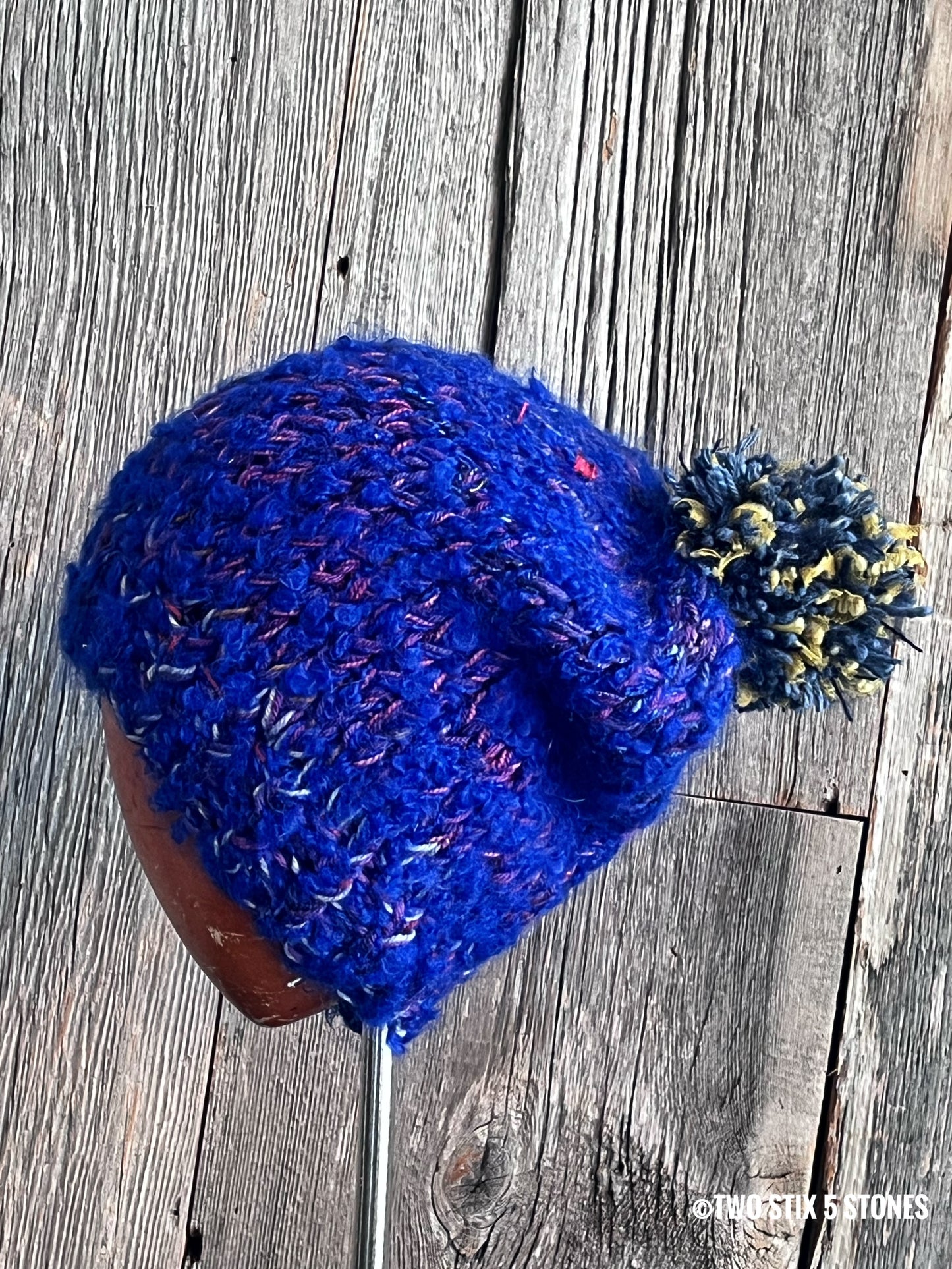 Blue Tweed Slouchy Hat