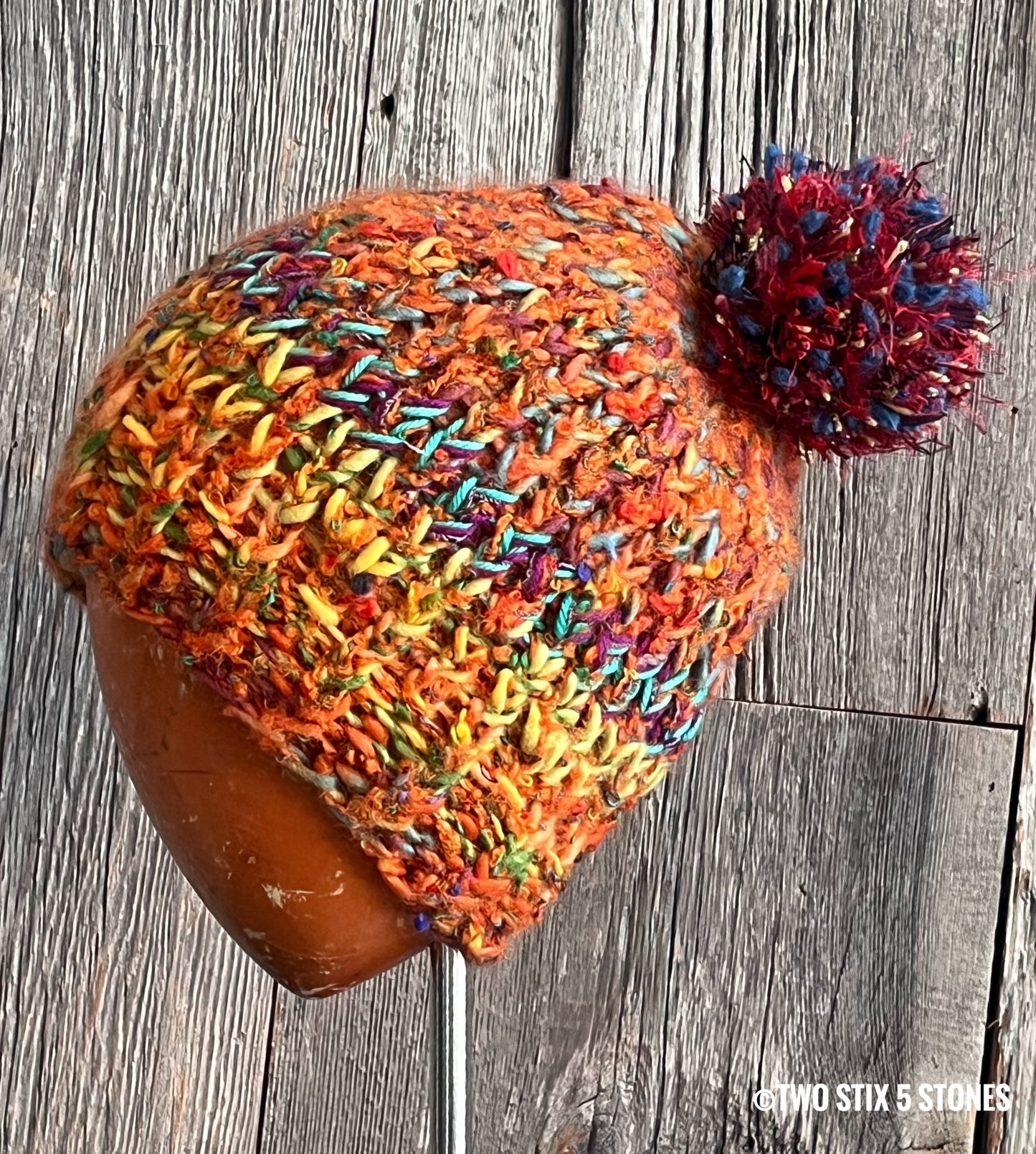 Luxe Handknit Beanie w/Funky Pom Pom