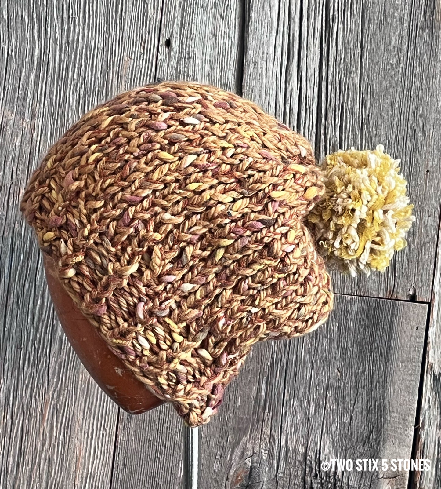 Luxe Handknit Beanie w/Funky Pom Pom