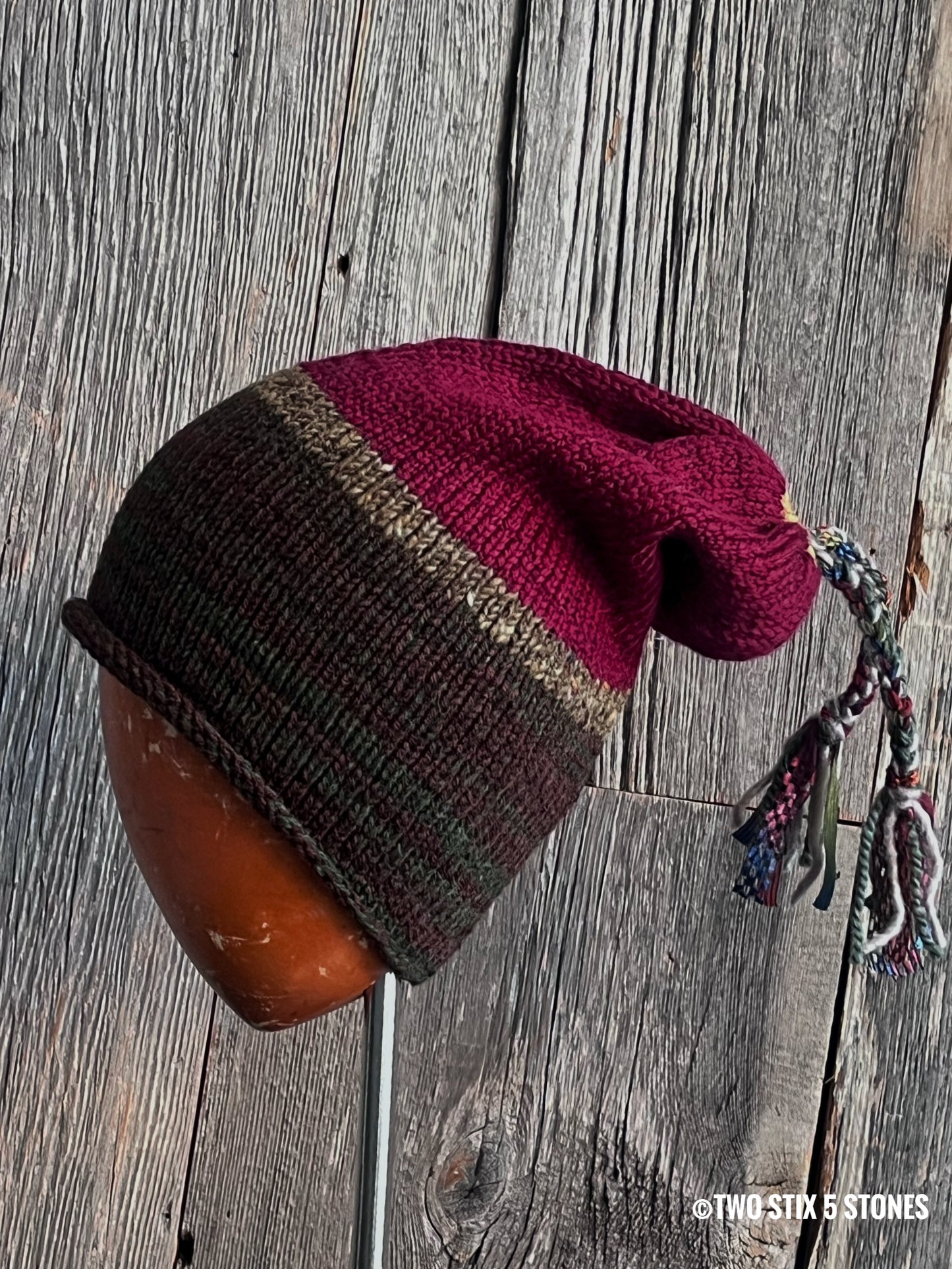 Knit Skull Beanie w/Funky Tassels