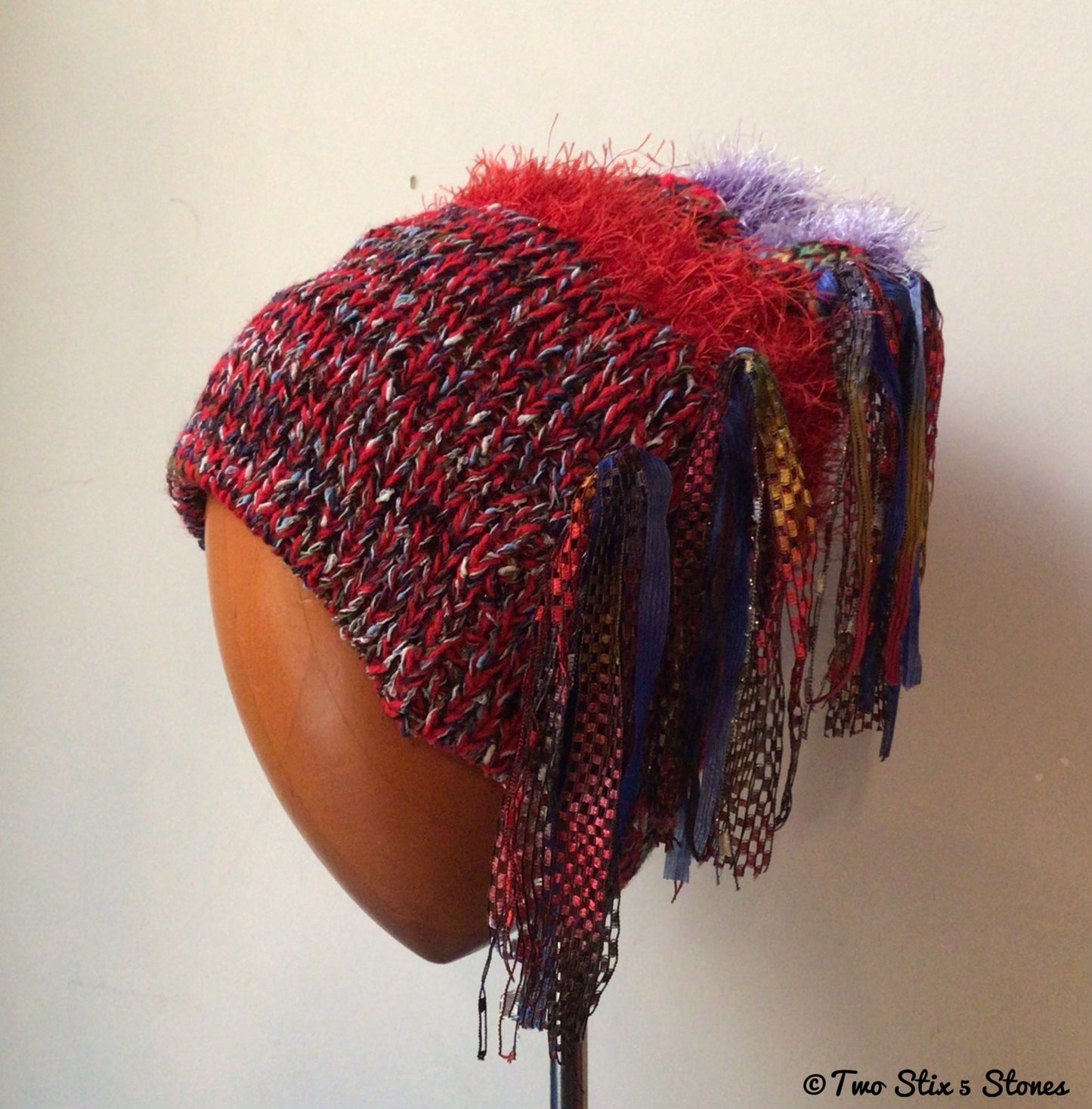 Luxe Red Tweed Signature *Funky Chic* Slouchy Beanie