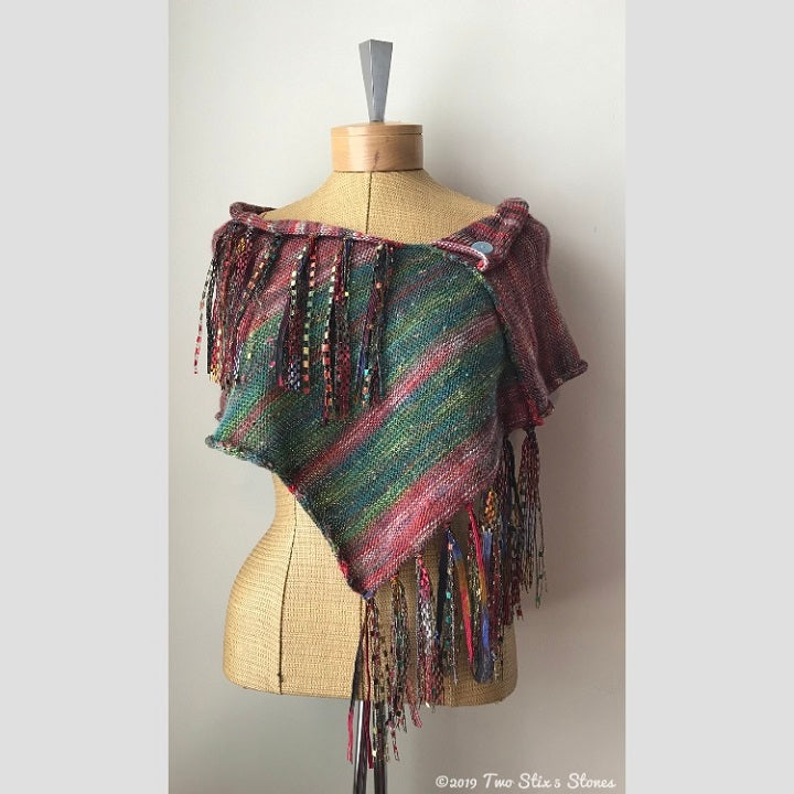 Wine & Green Tweed Shawl