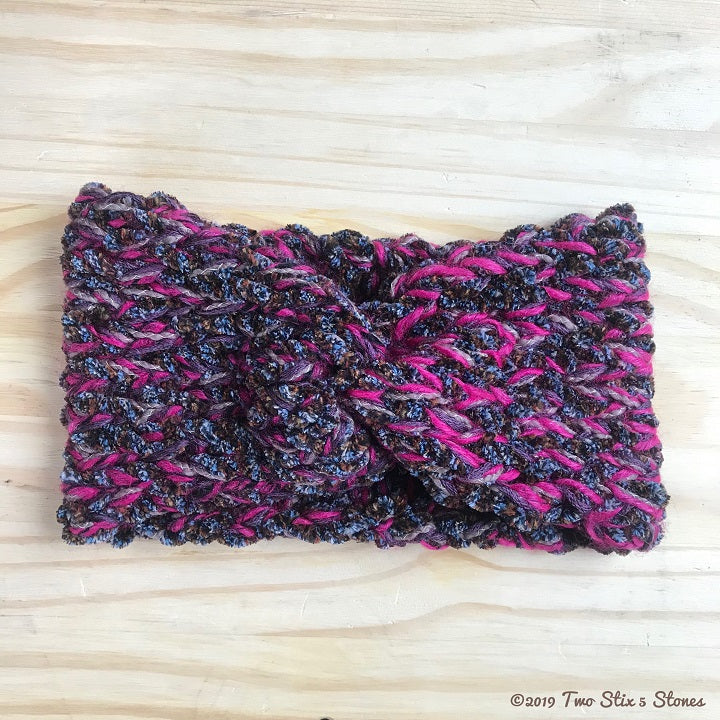 Brown & Pink Tweed Turban Heandband