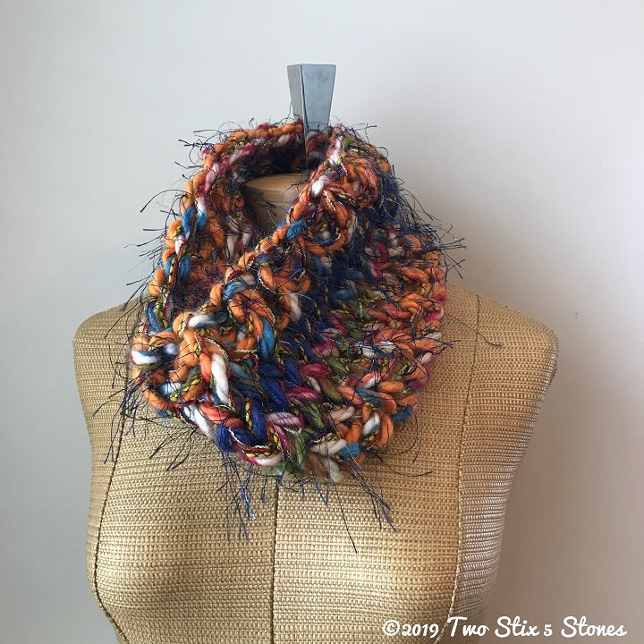 Orange Variegated Tweed Cowl