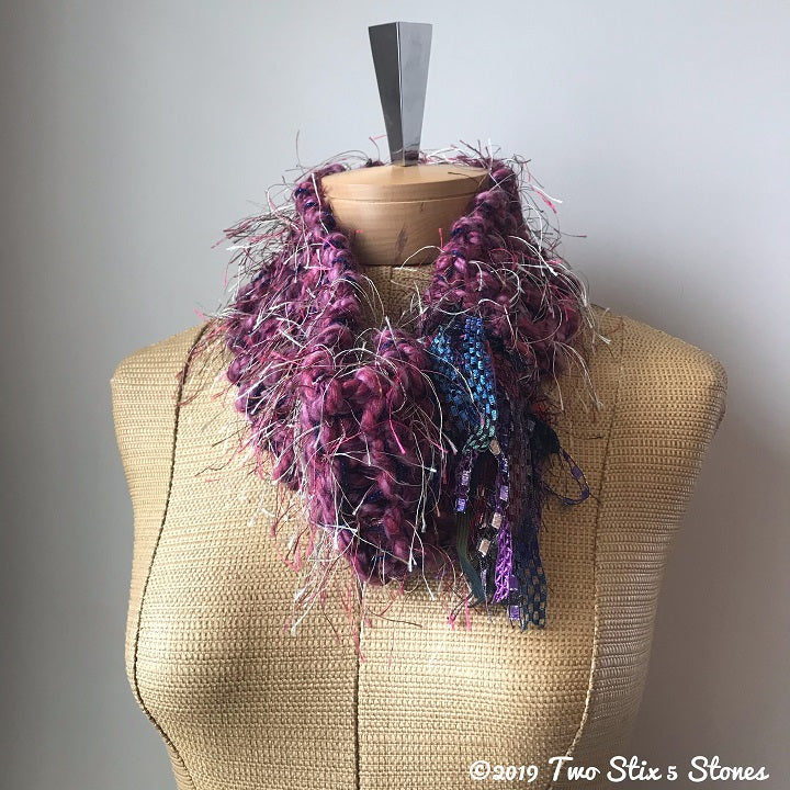 Burgandy Tweed Cowl w/Fringe