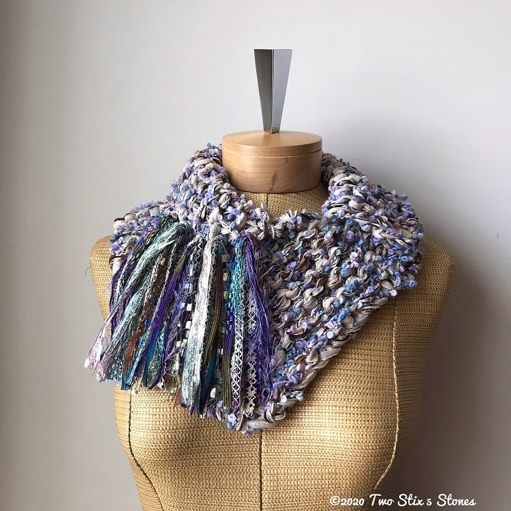 Lavender & Oatmeal Tweed w/Metallic Accents Shawlette