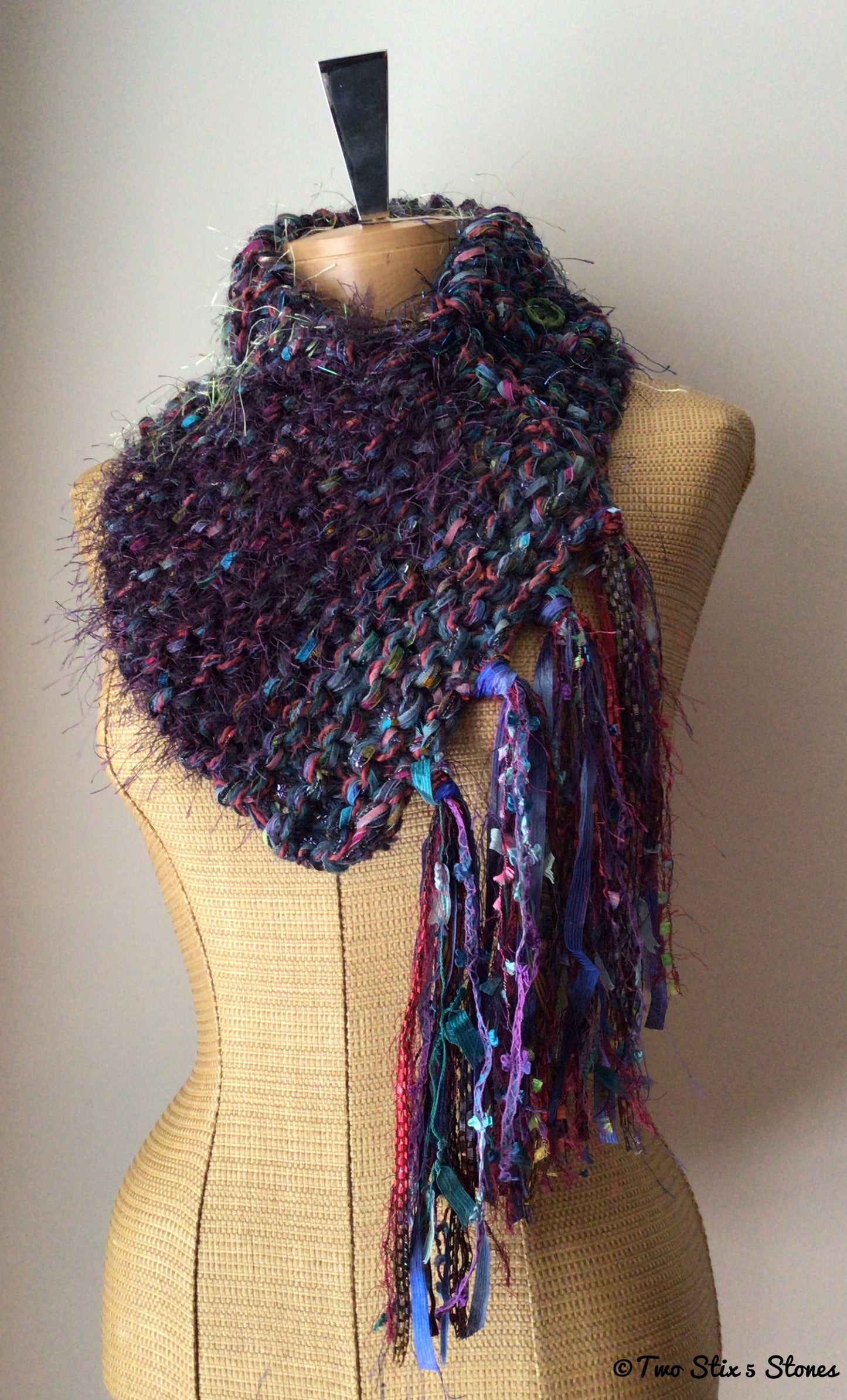 Luxe Purple & Blue Tweed Shawlette
