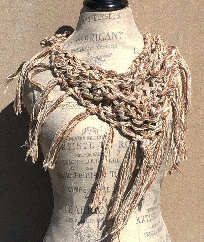 Oatmeal/Tan Tweed Triangle Scarf
