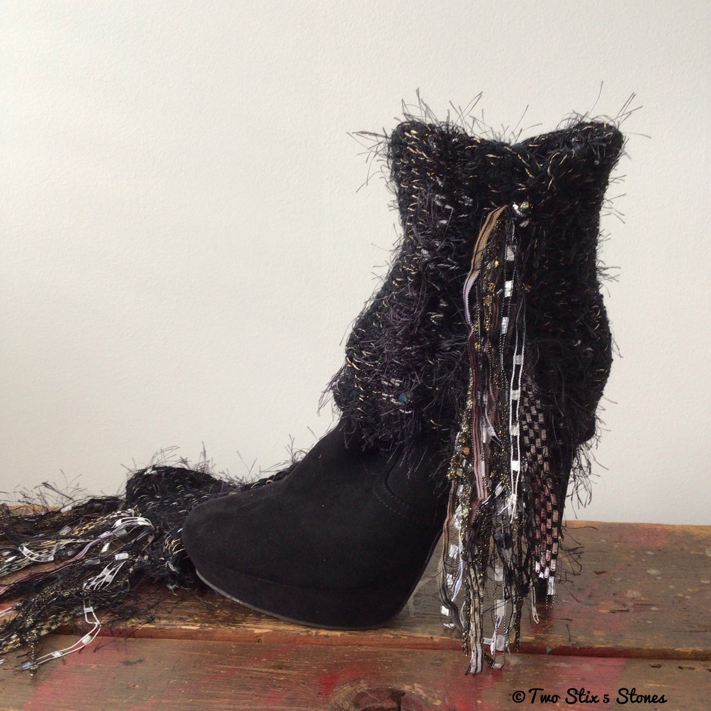 Luxe Black Tweed *Diva Chic* Boot Toppers