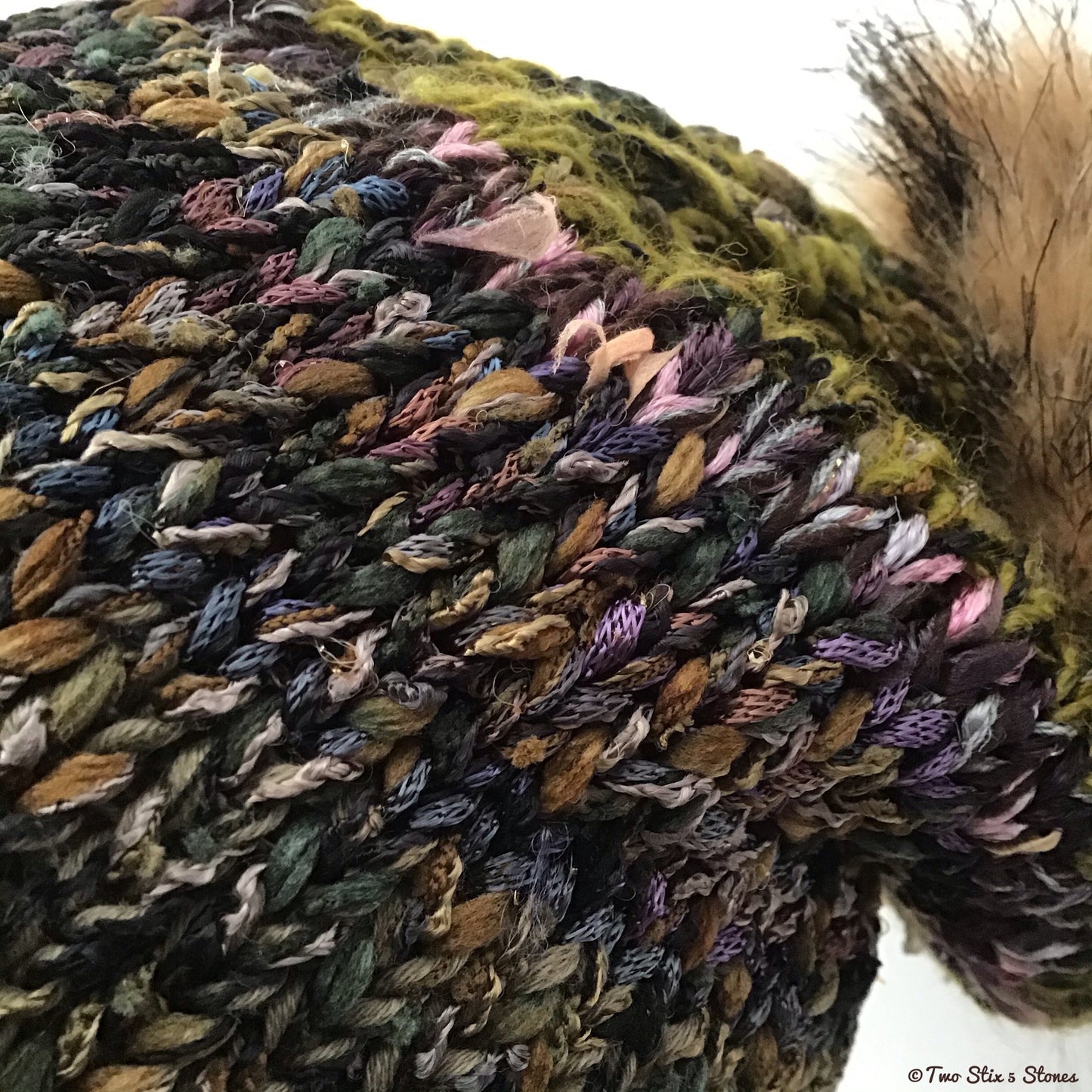 Luxe *Funky Tweeds* Faux Fur Beanie/Slouchy Beanie