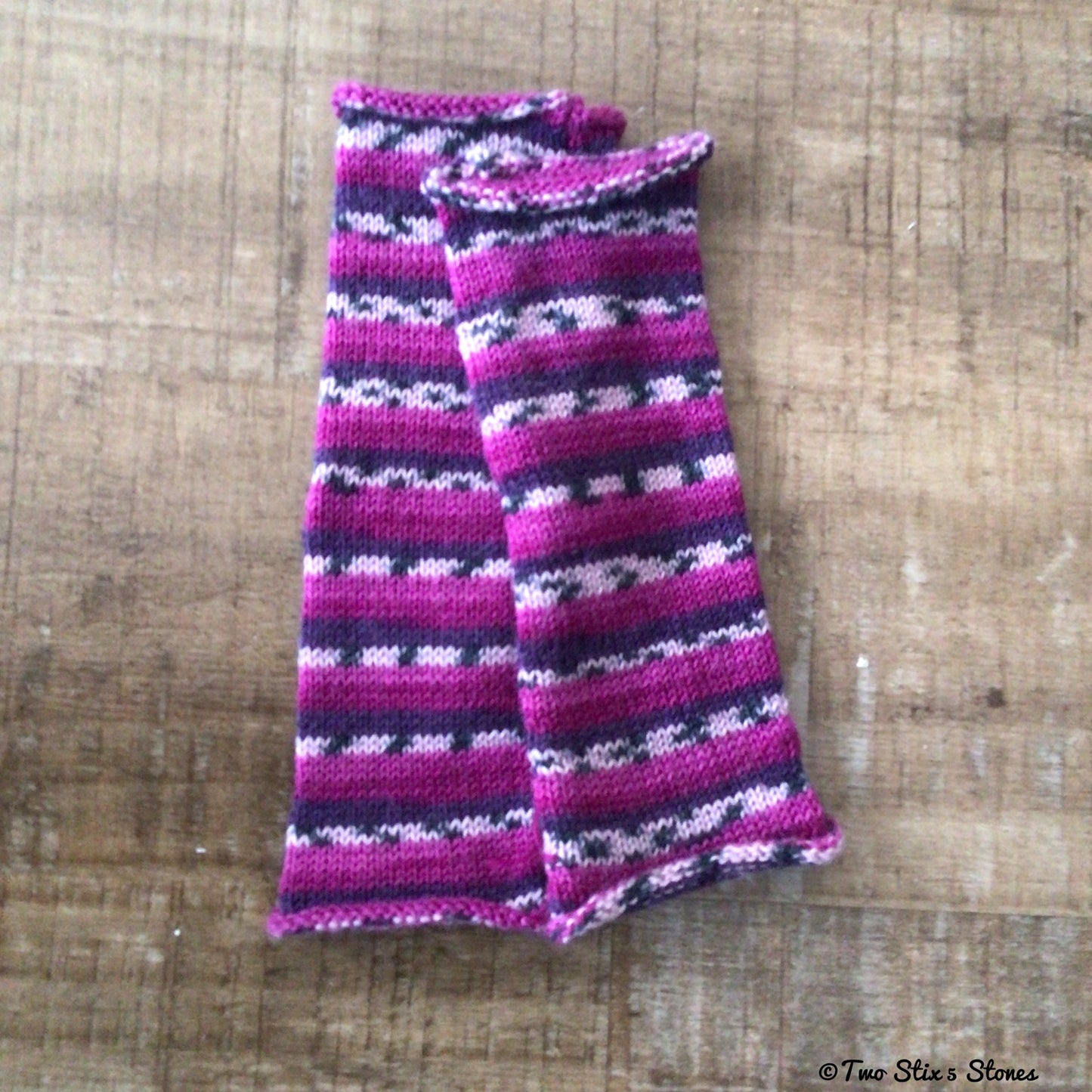 Purple Knit Fingerless Gloves