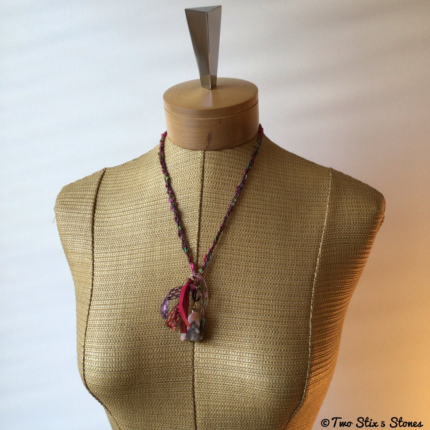 Fiber Necklace w/Semi-Precious Stones