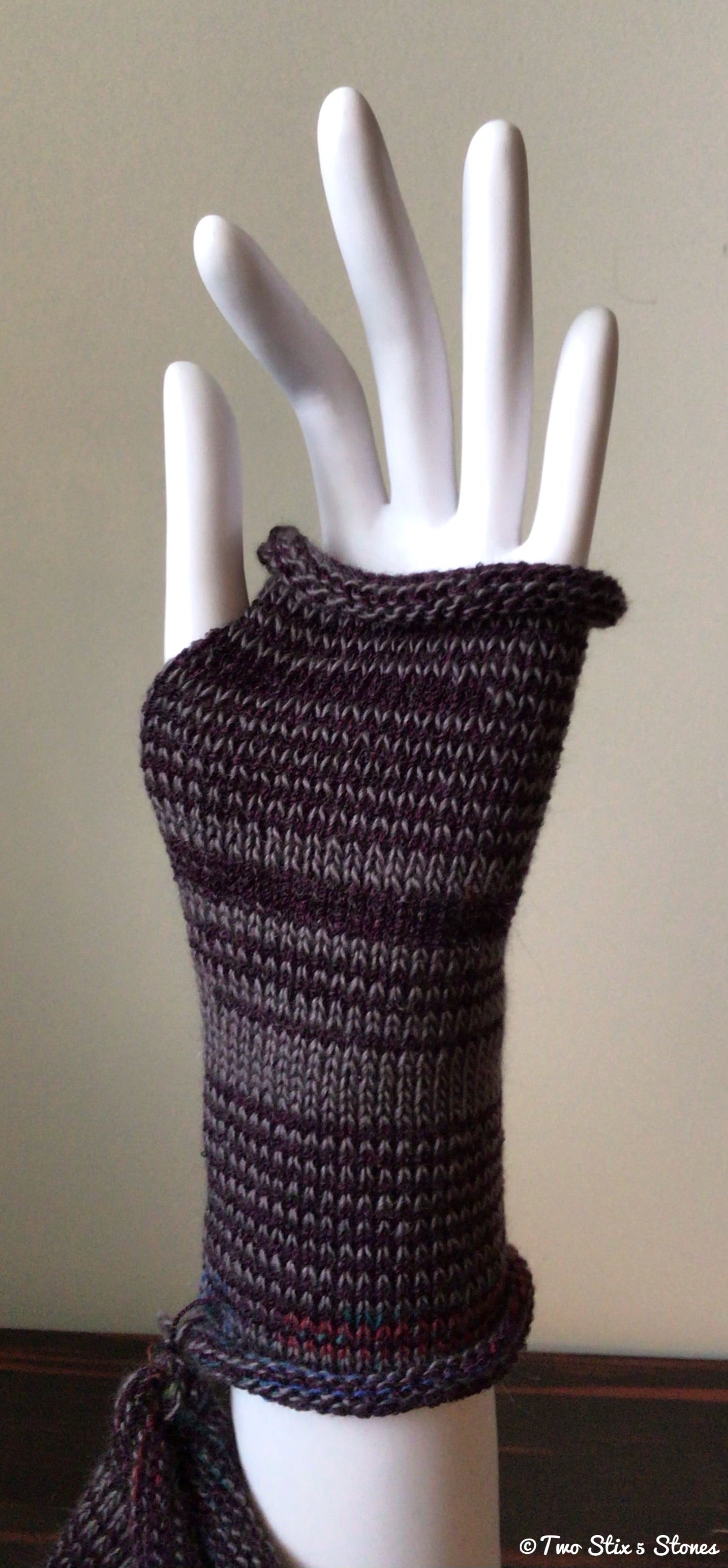 Purple Tweed Fingerless Gloves