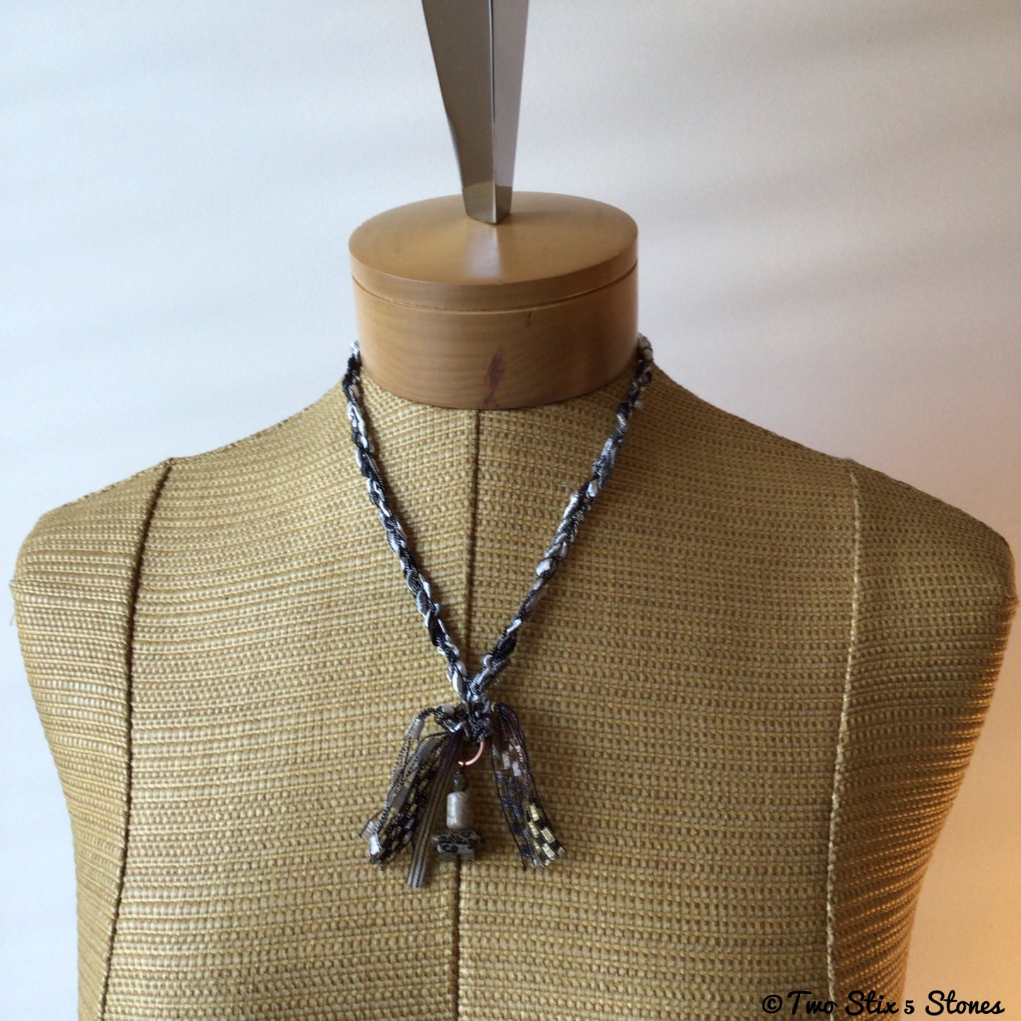 Fiber Necklace w/Semi-Precious Stones