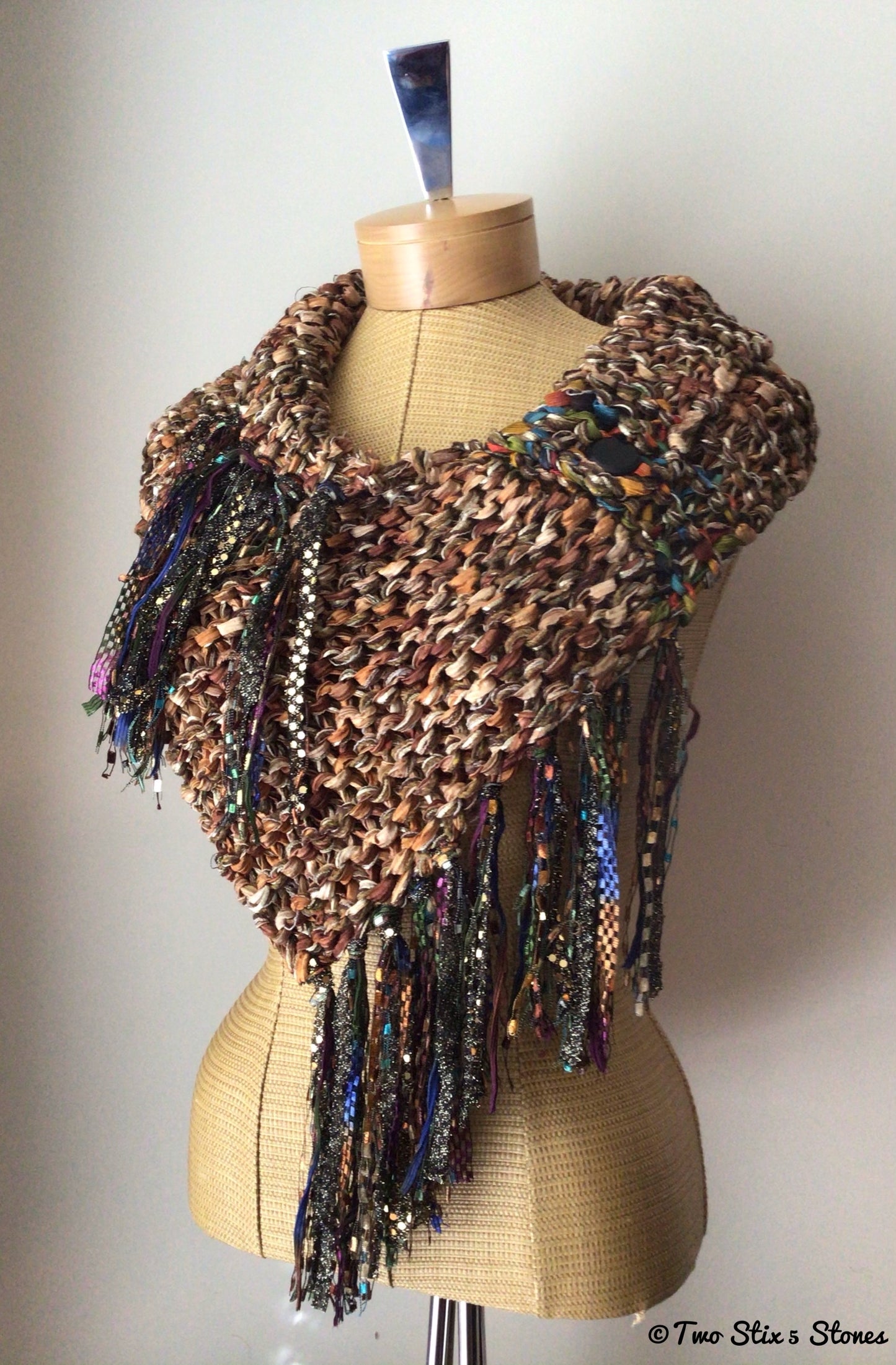 Luxe Copper Tweed Knit Shawl