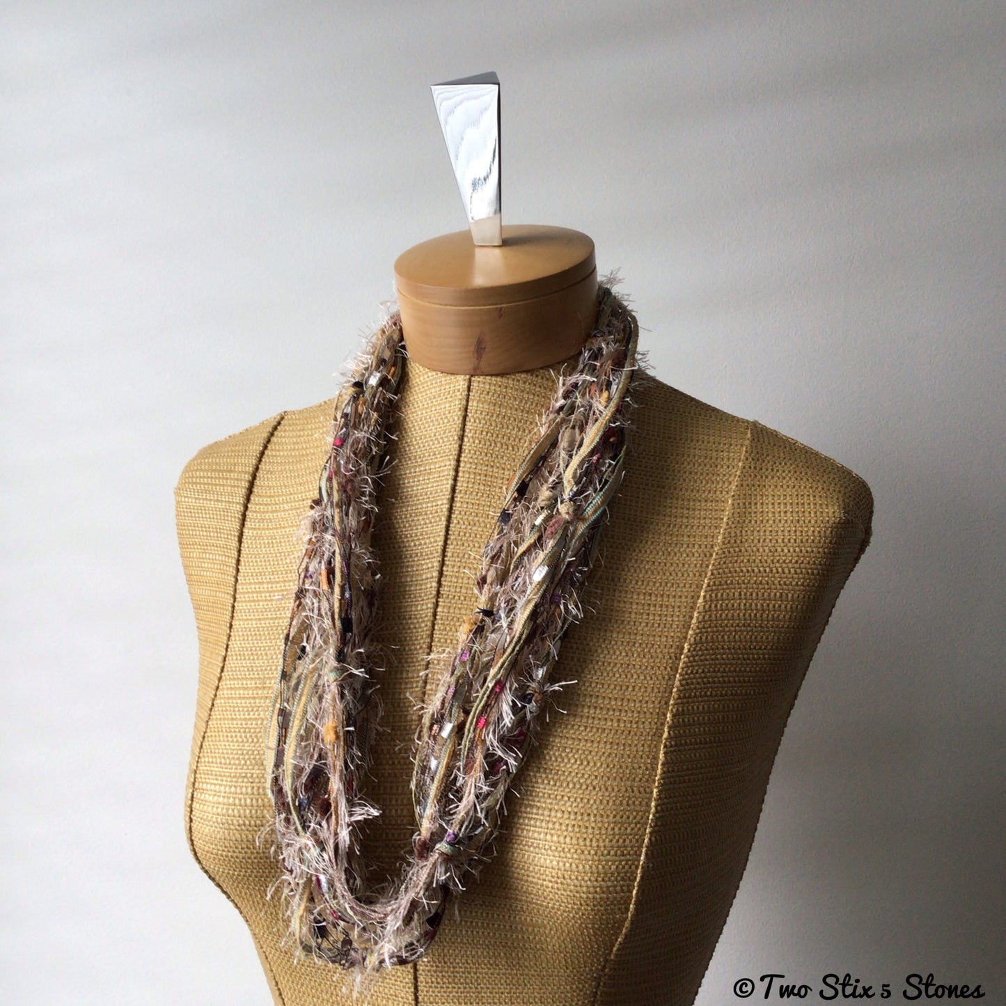 Natural Toned Fiber Necklace w/Band