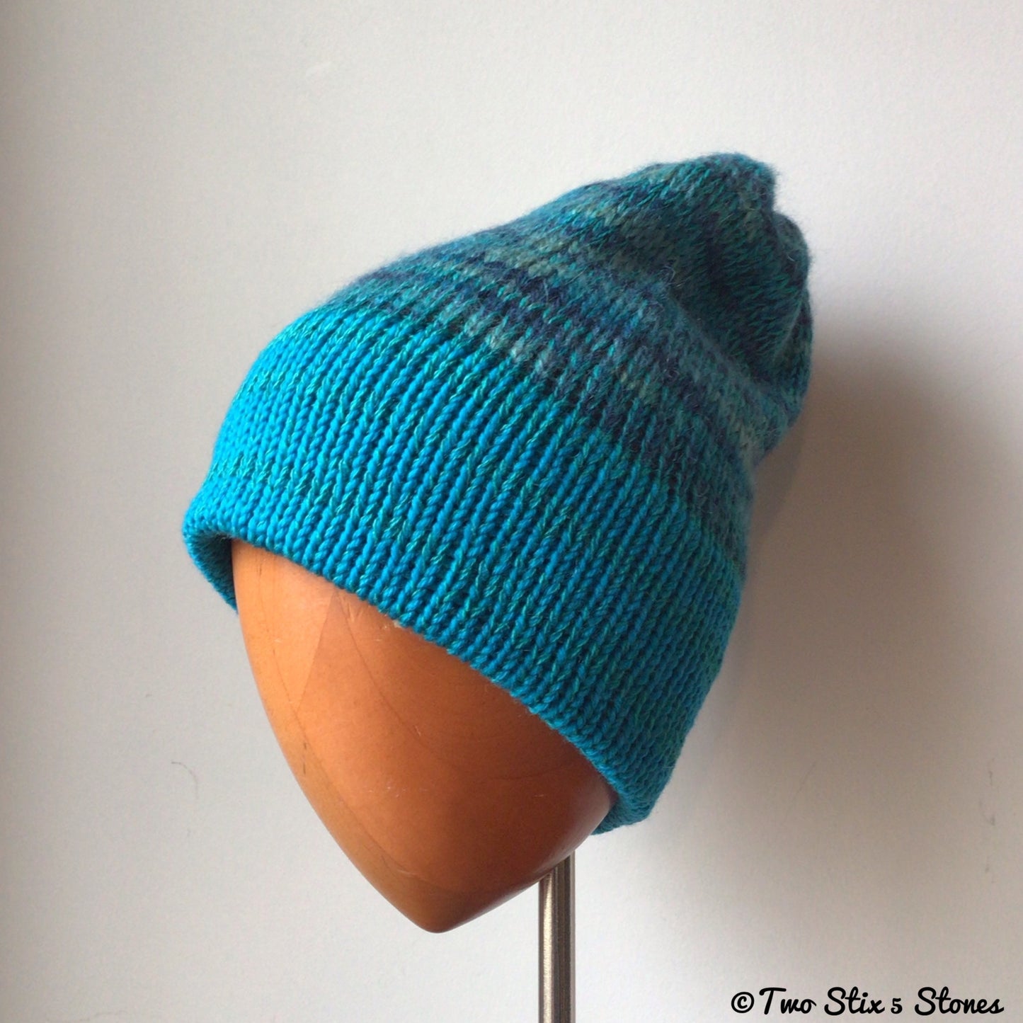 Turquoise Tweed Knit Beanie