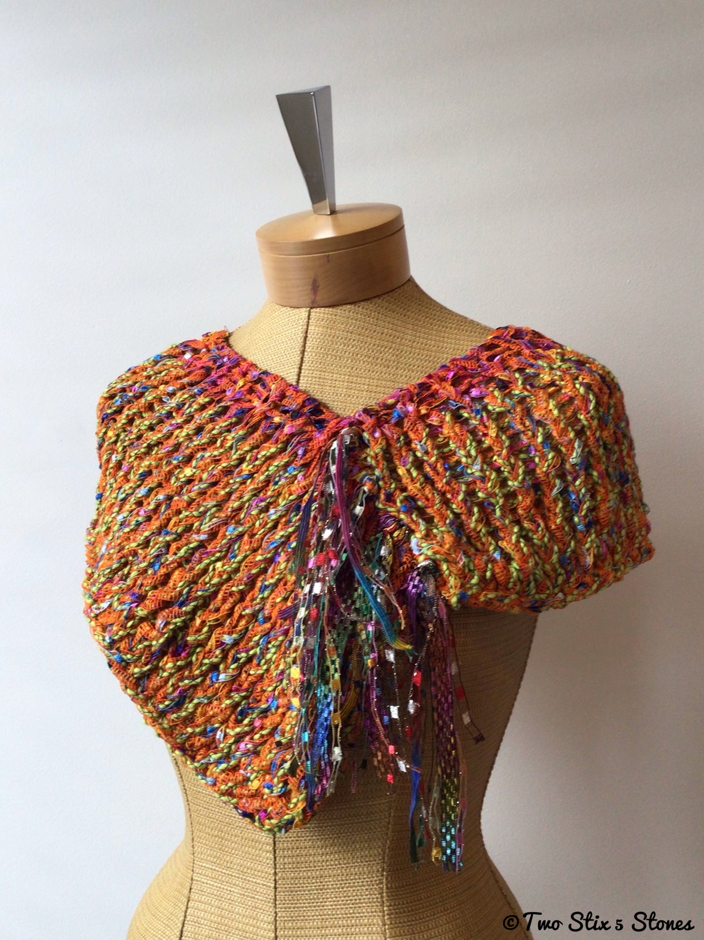 Orange Tweed Shawlette