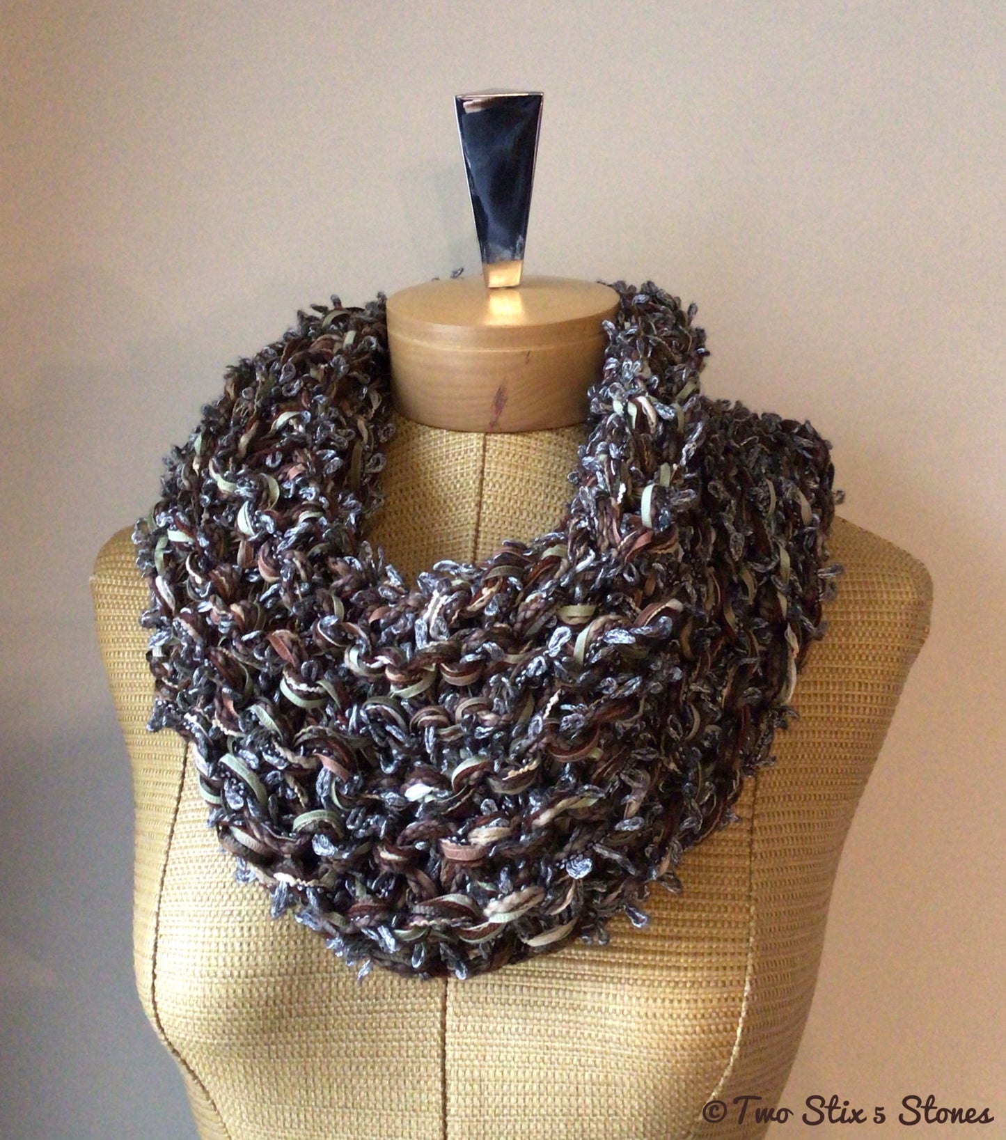 Oatmeal Chocolate & Silver Tweed Cowl