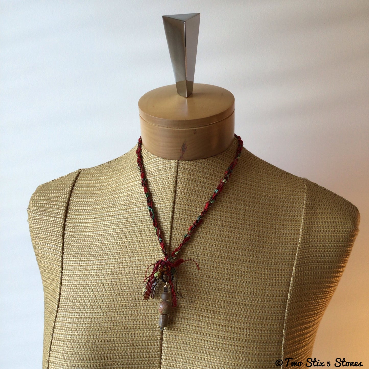 Fiber Necklace w/Semi-Precious Stones