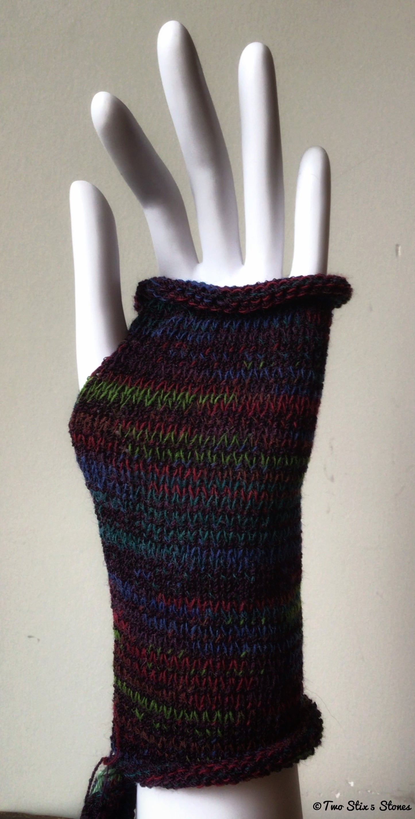Purple Tweed Fingerless Gloves