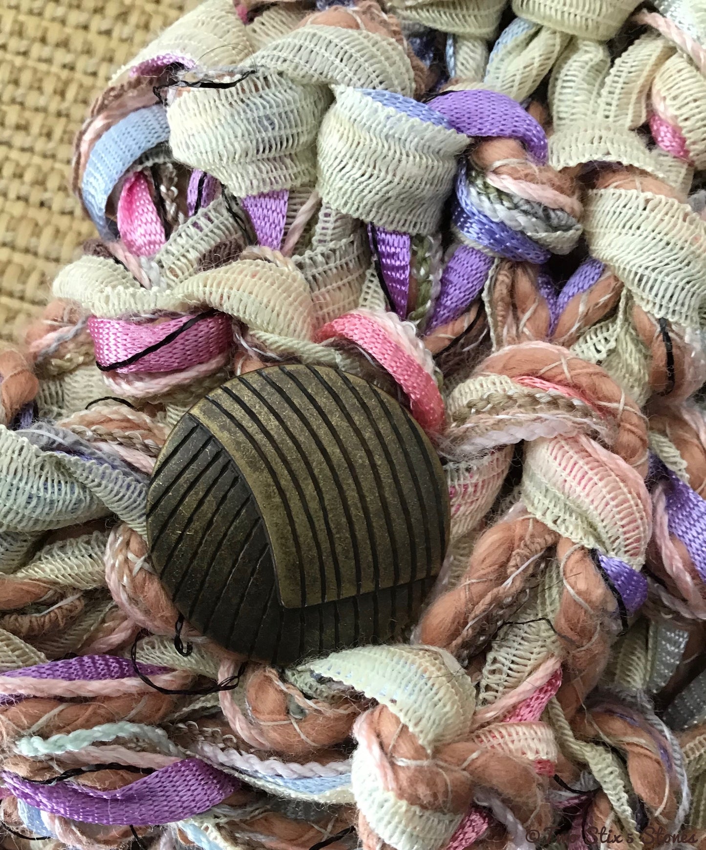 Luxe Oatmeal & Pink Tweed Shawlette w/Fringe