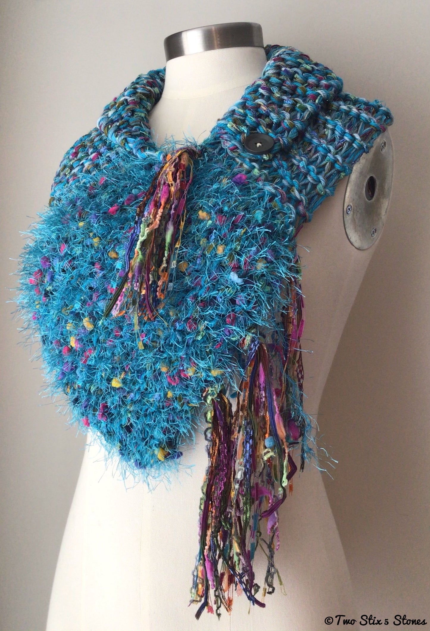 Luxe Turquoise Tweed Shawlette