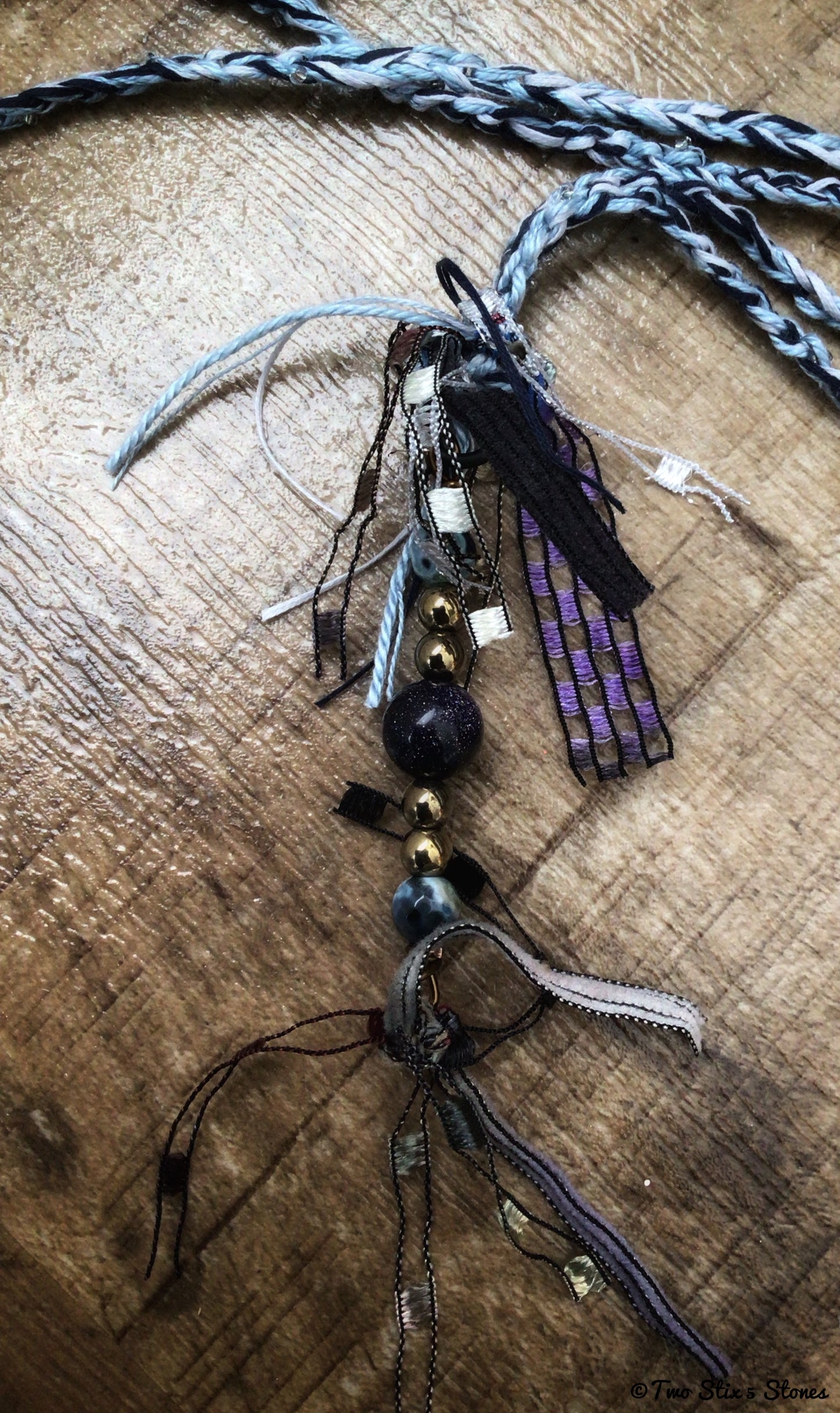 Fiber Necklace w/Semi-Precious Stones