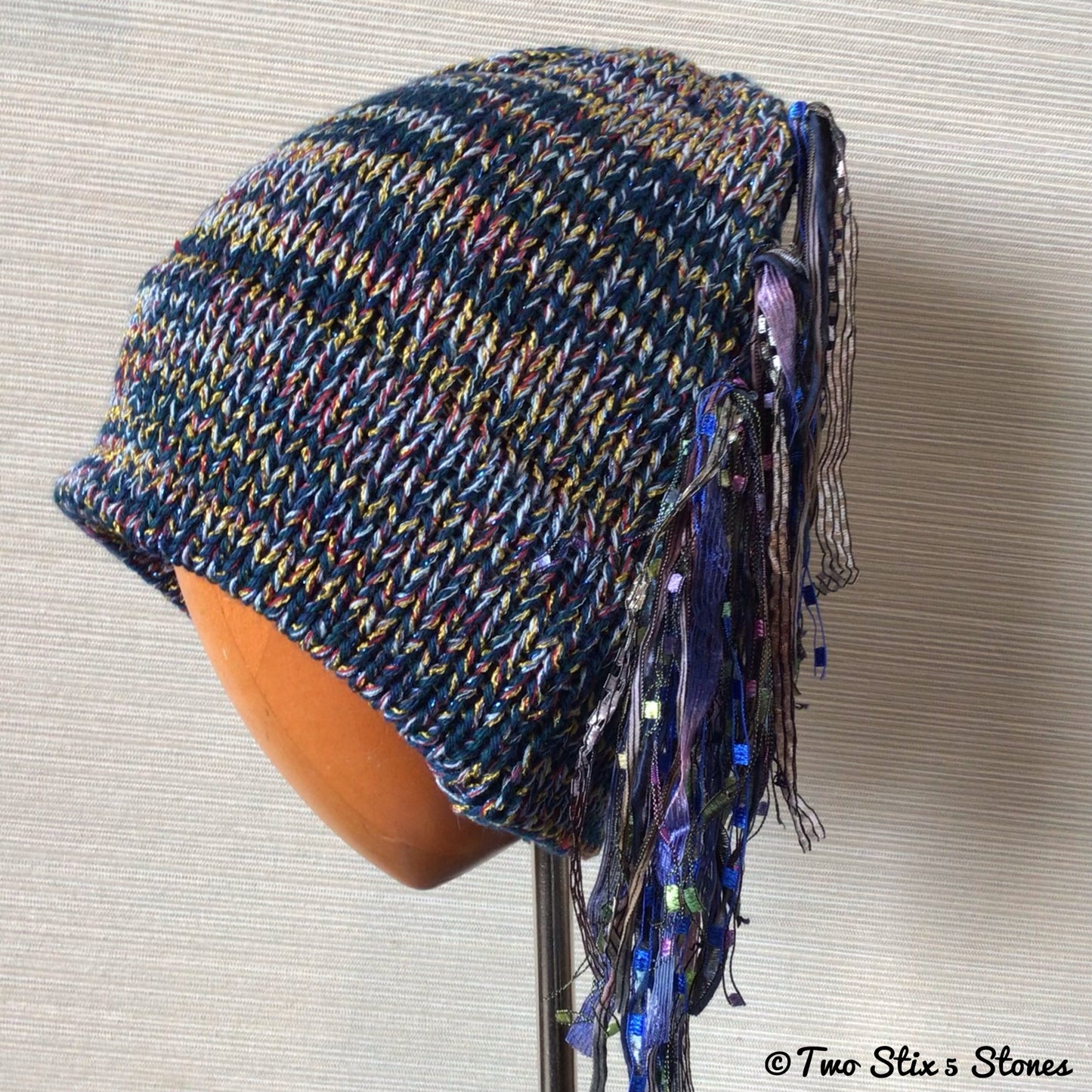 Navy Blue Metallic Tweed Signature *Funky Chic* Hat