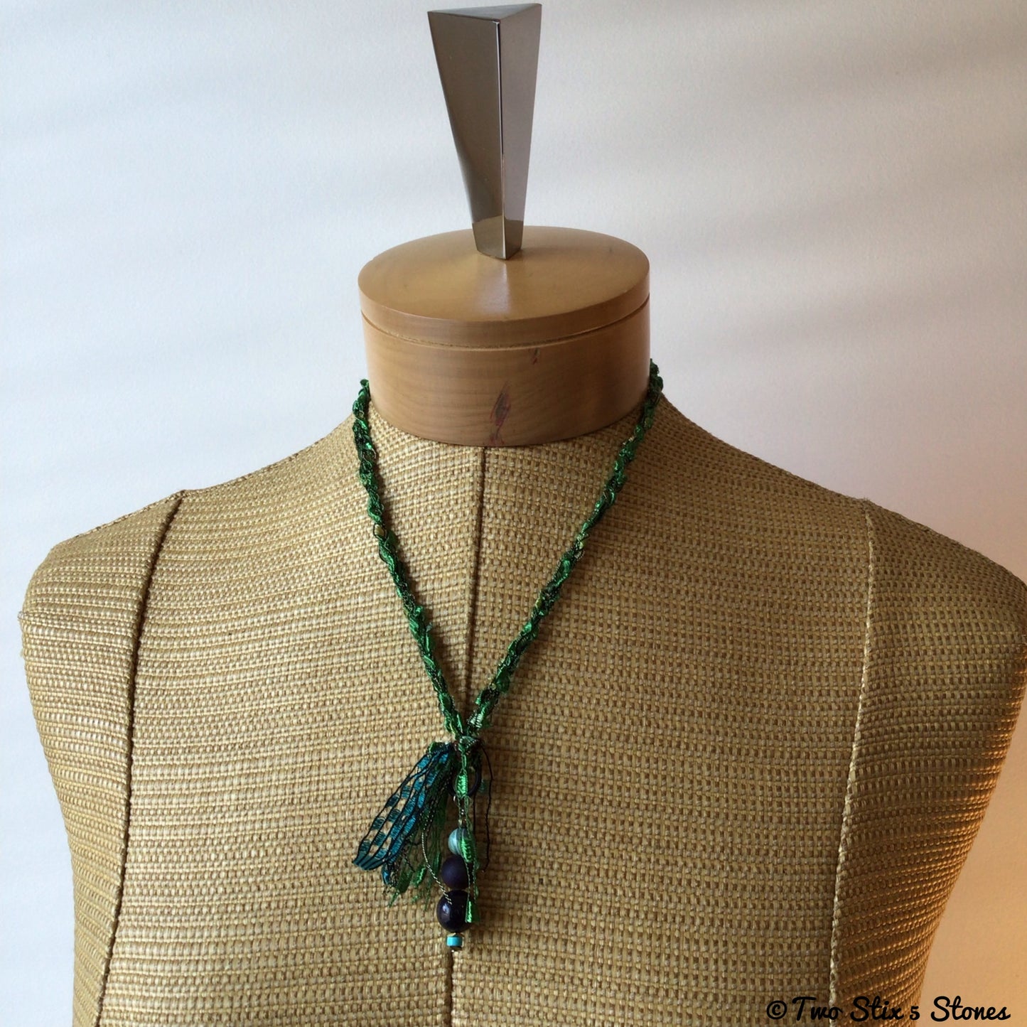 Fiber Necklace w/Semi-Precious Stones