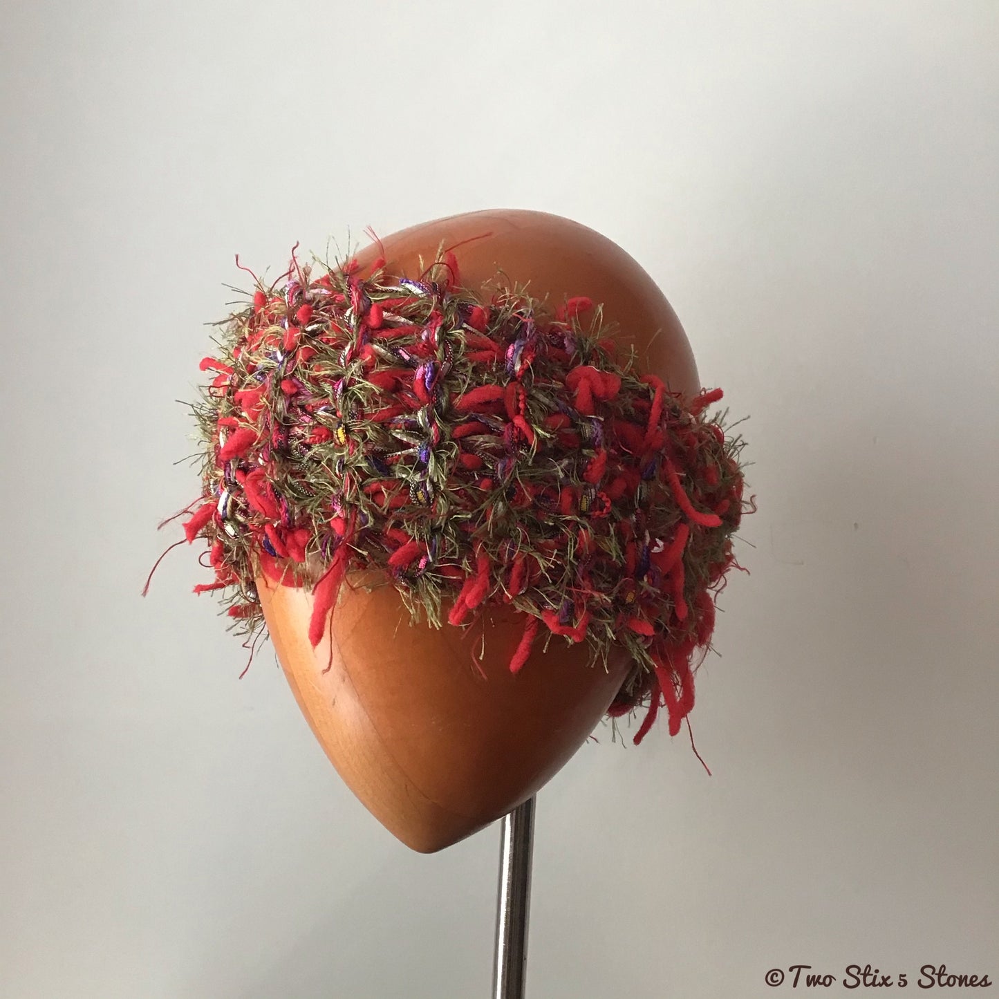 Red & Green Tweed Knit Headband