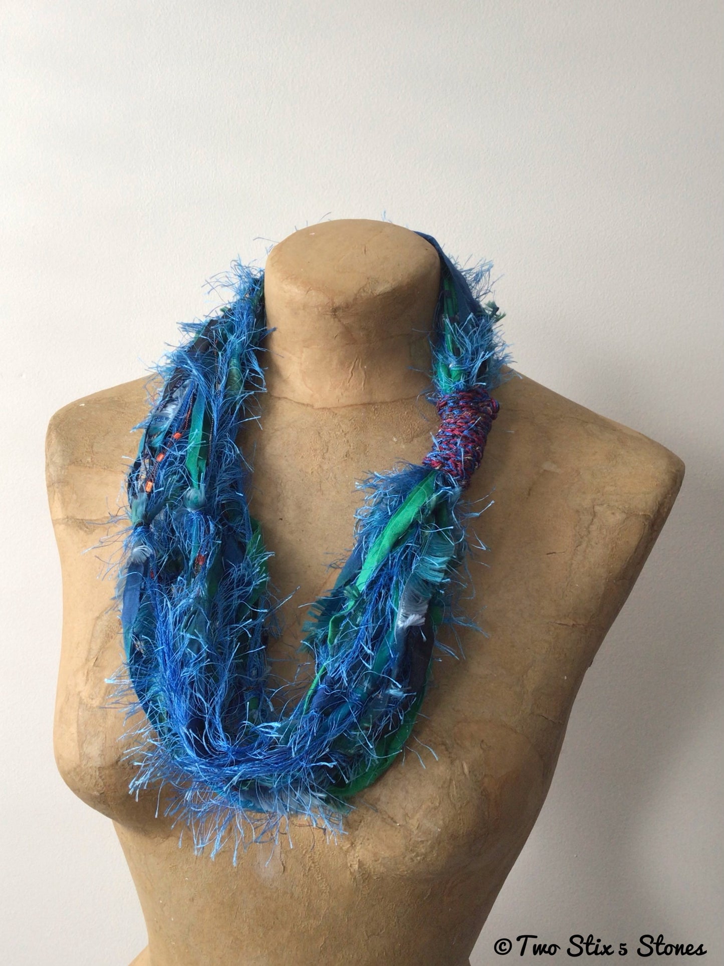 Blue Fiber Necklace w/Band