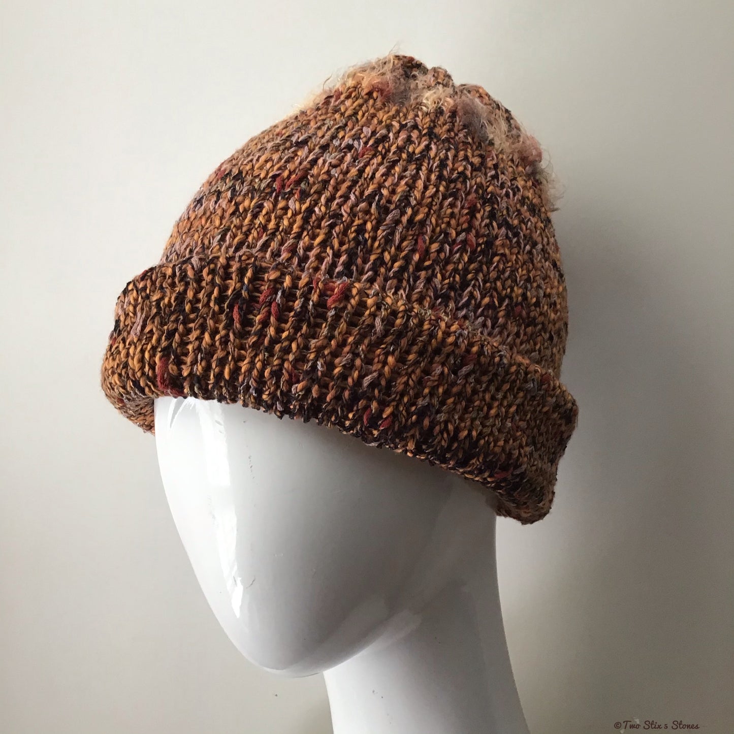 Copper Tweed Rolled Brim Beanie
