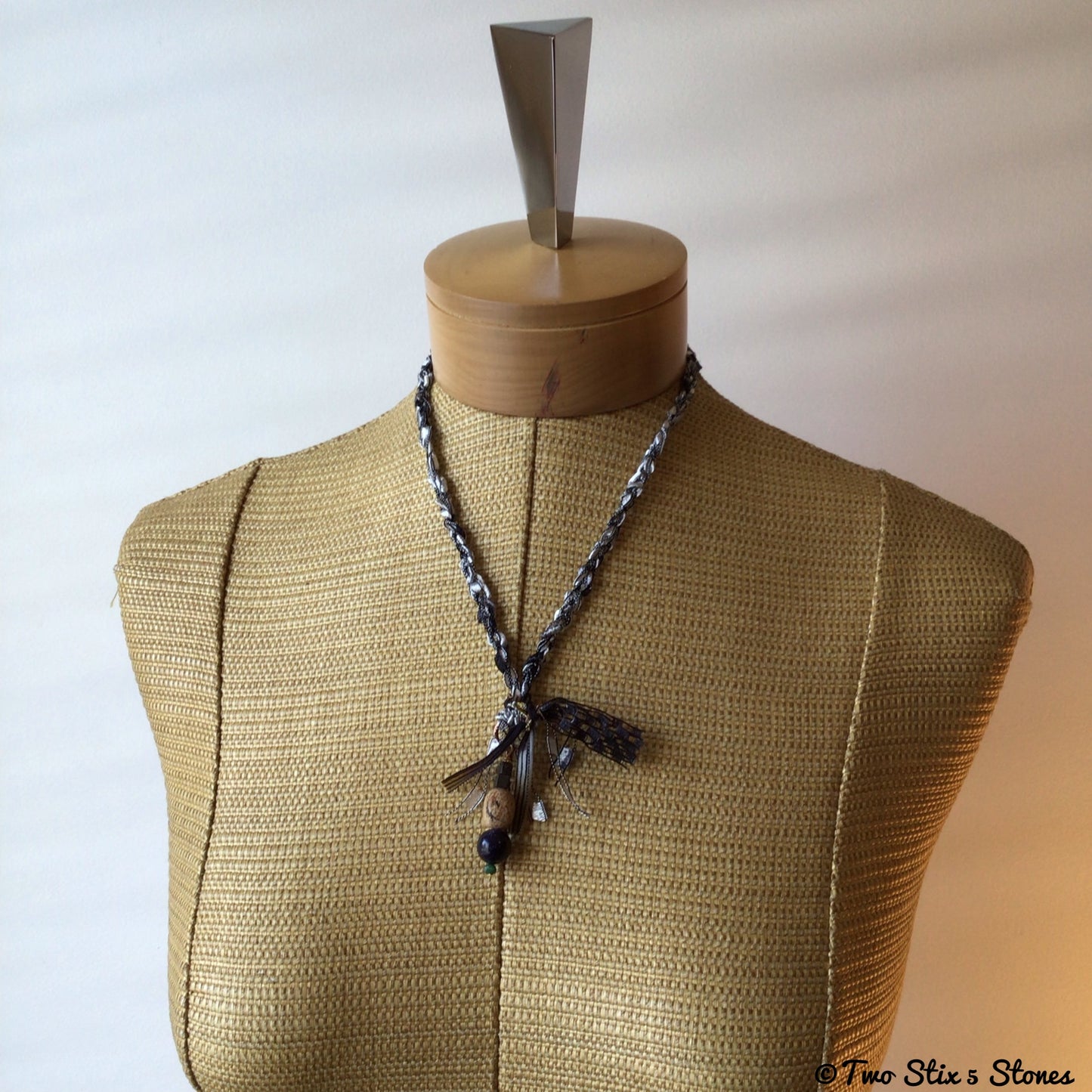 Fiber Necklace w/Semi-Precious Stonee