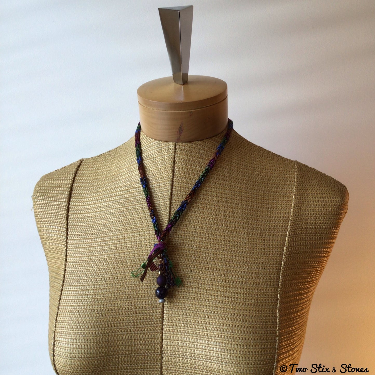 Fiber Necklace w/Semi-Precious Stones