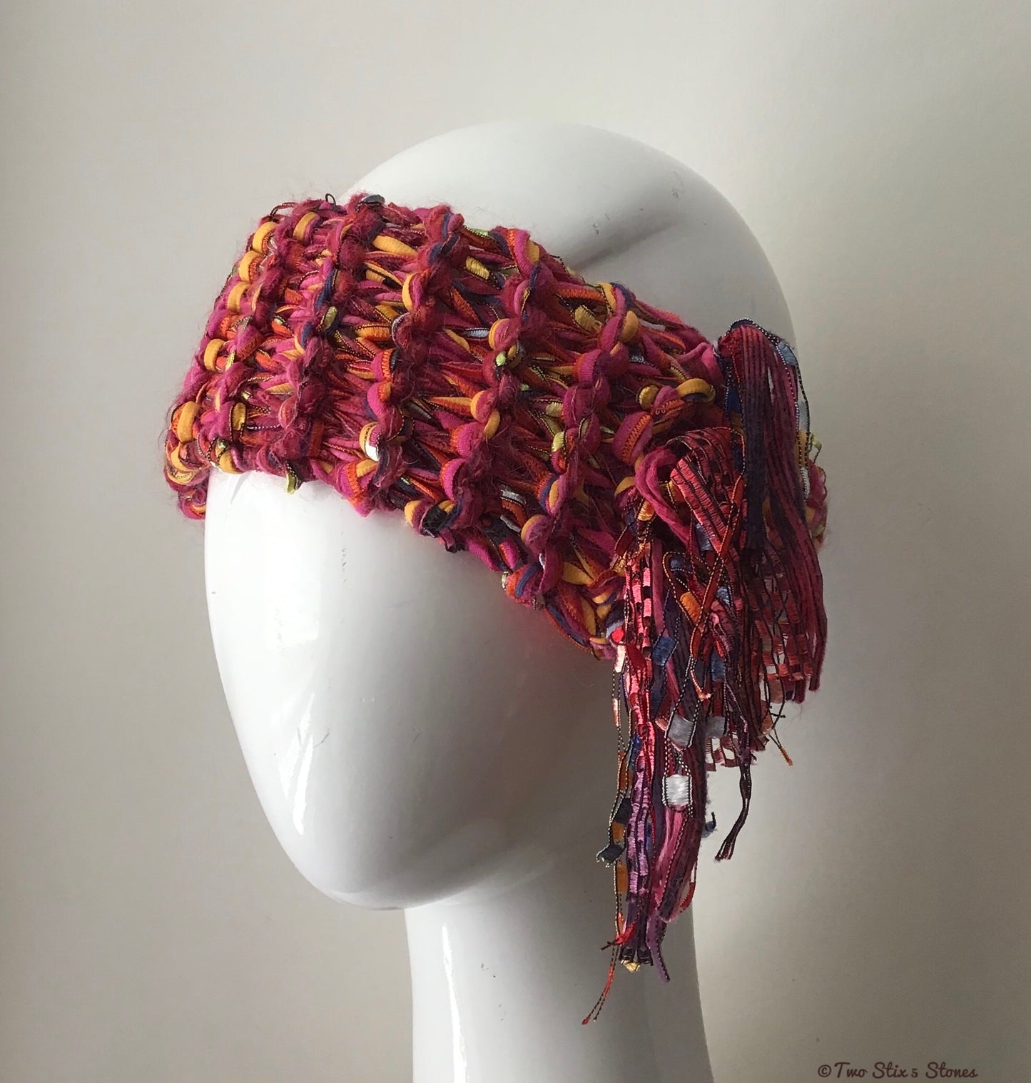 Red & Yellow Tweed *Funky Chic* Handknit Headband