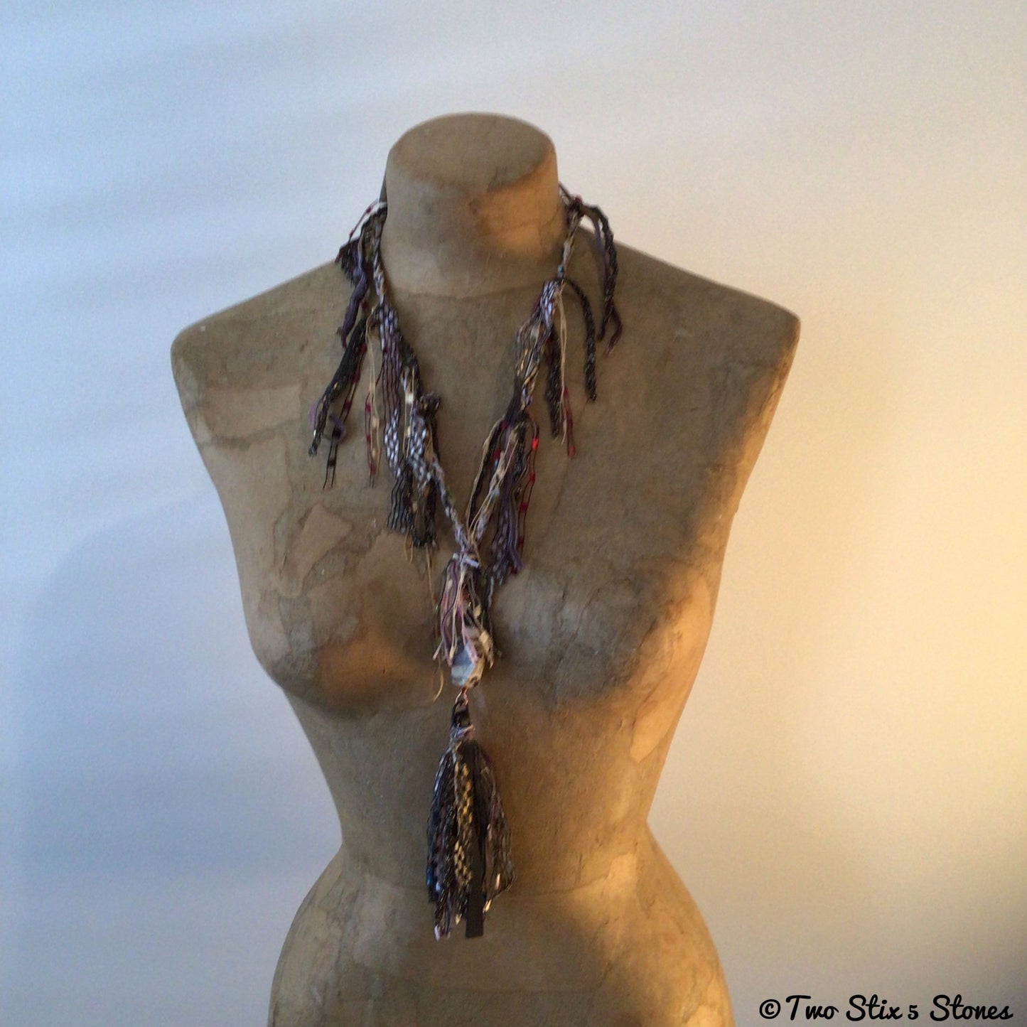 Fiber Necklace w/Semi-Precious Stones