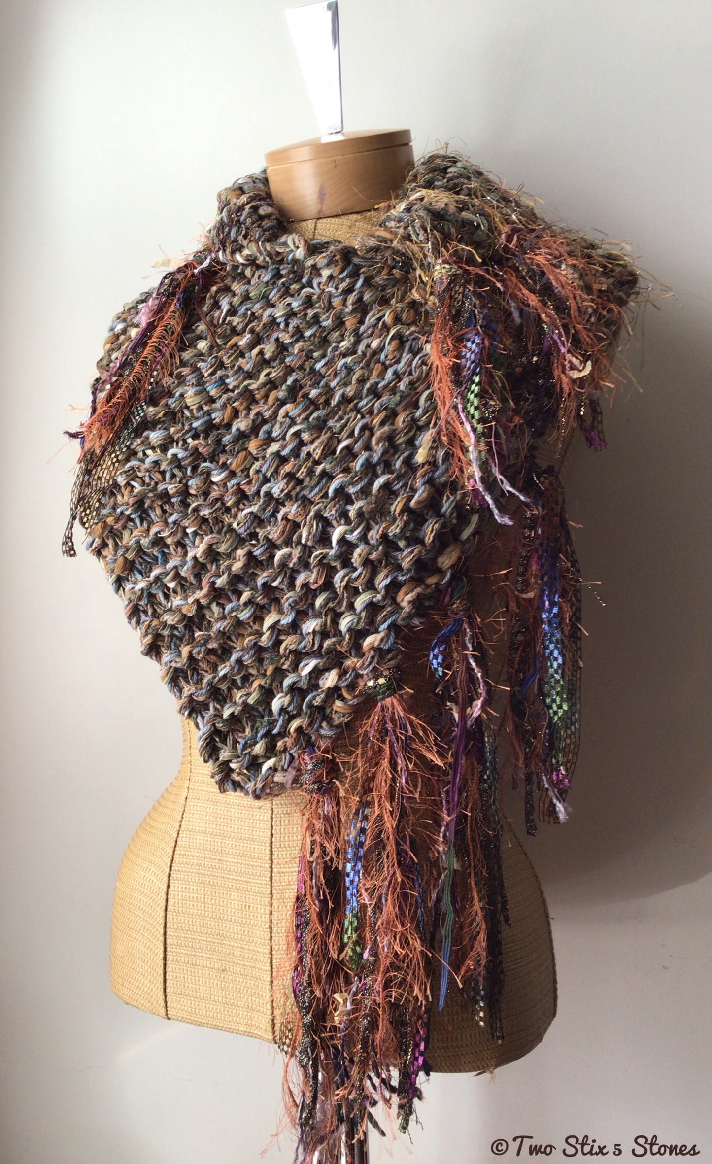 Luxe Brown Tweed Knit Shawl