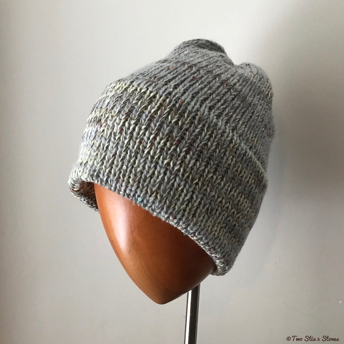 Pale Grey & Green Beanie