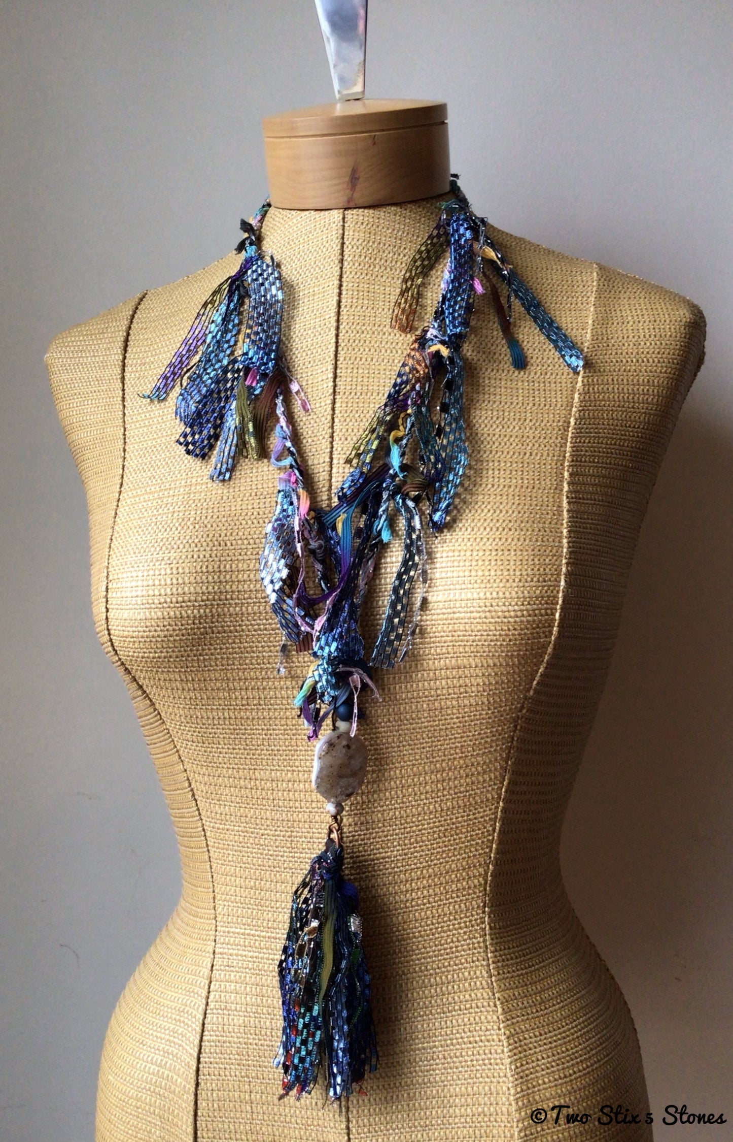 Fiber Necklace w/Stones