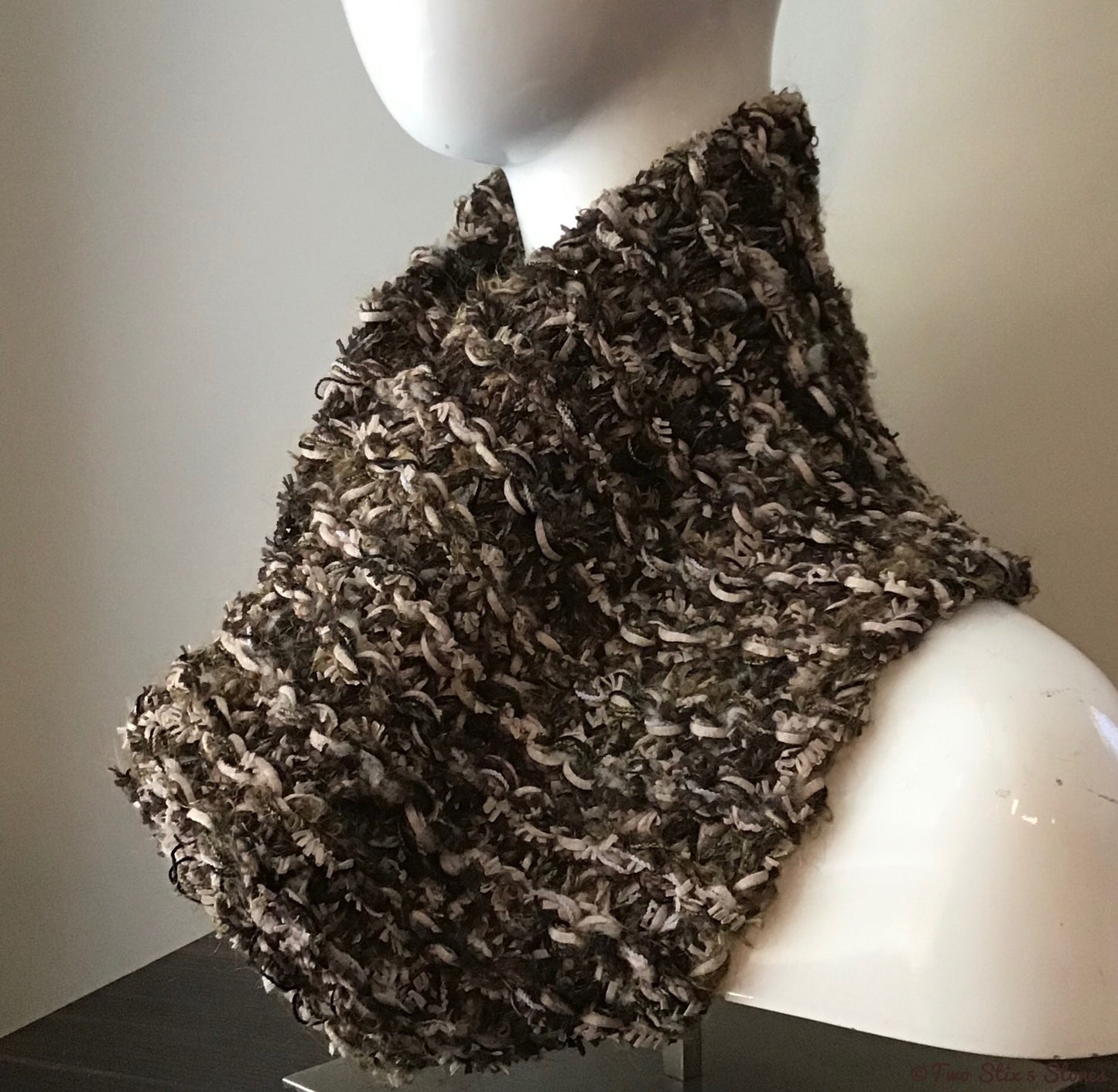 Tan & Grey Tweed Knit Cowl