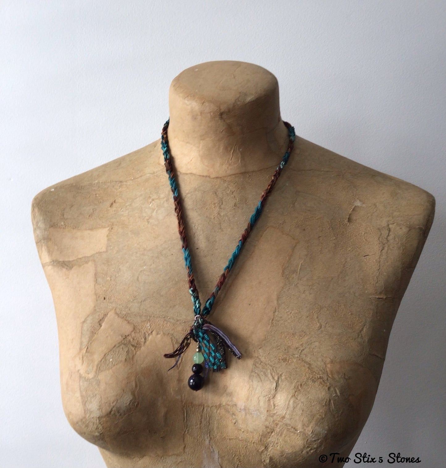 Fiber Necklace w/Semi-Precious Stones