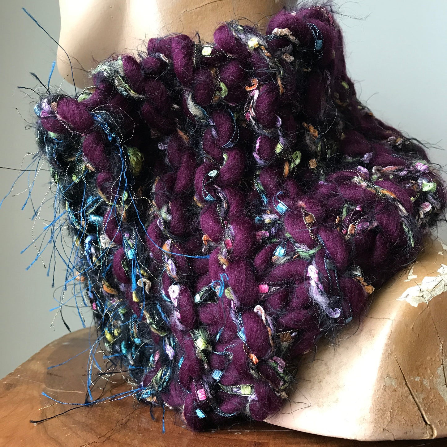 Wine Tweed w/Navy Blue Accent Neck Warmer (NW02)