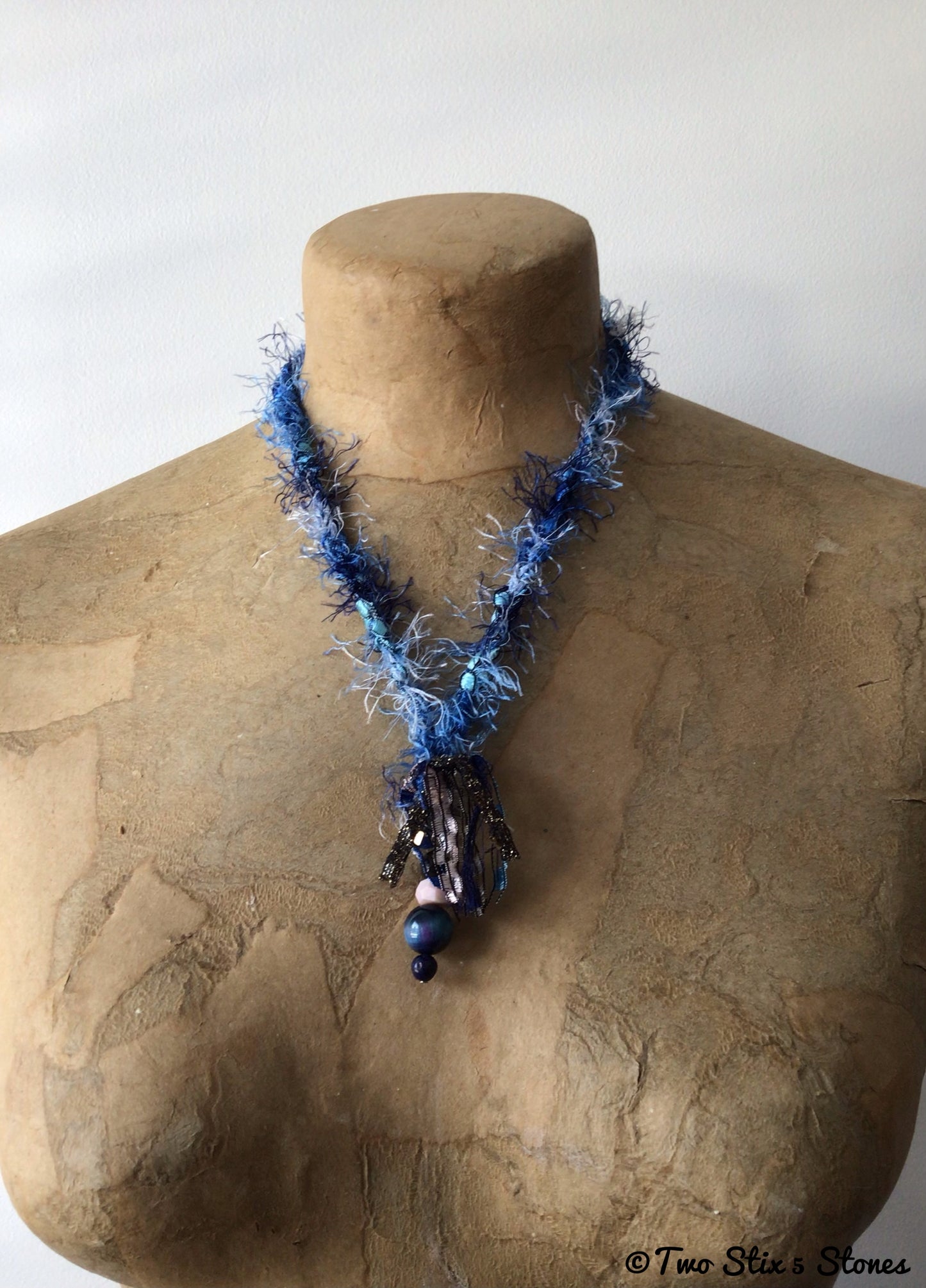 Fiber Necklace w/Semi-Precious Stones